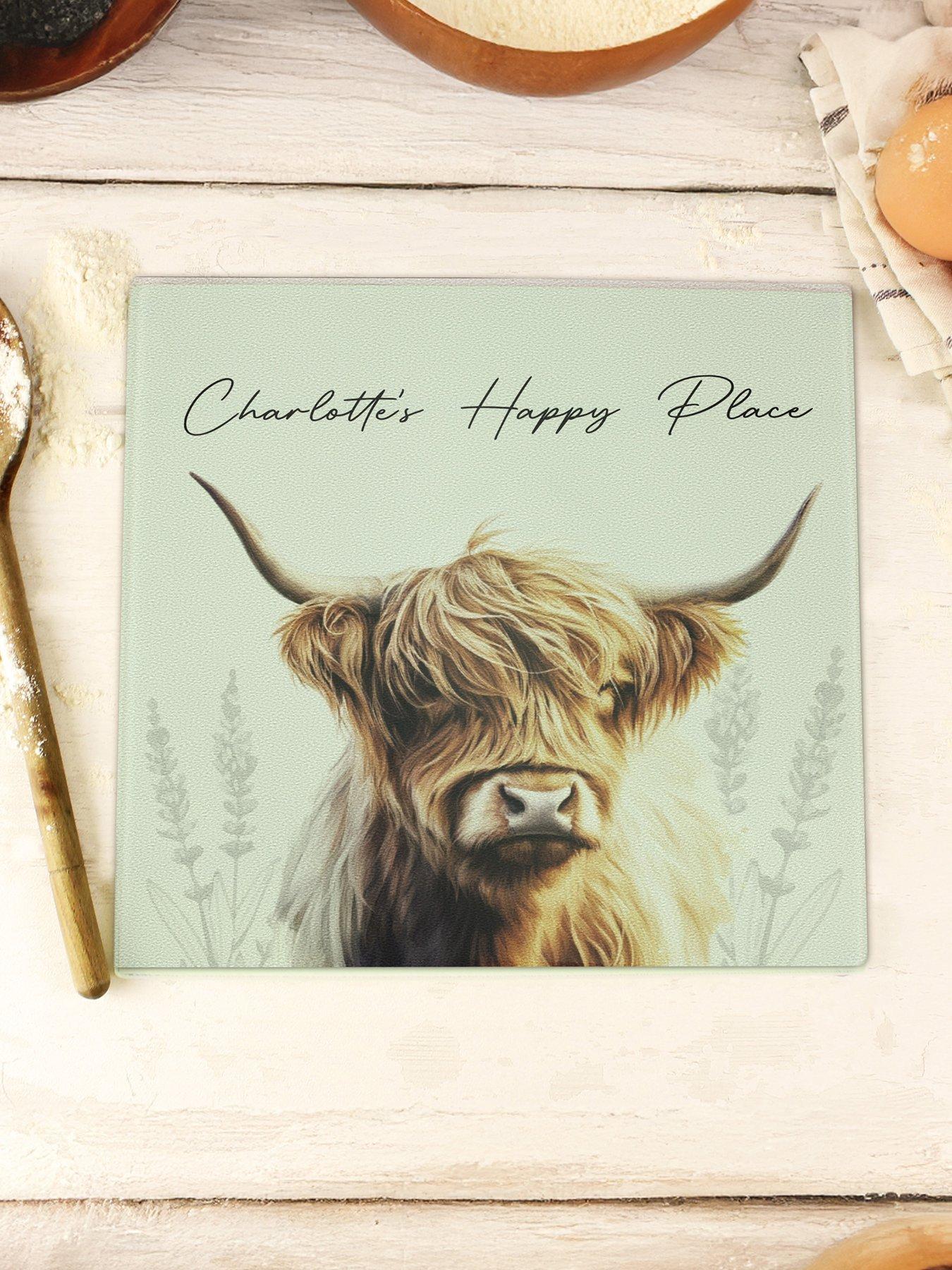 the-personalised-memento-company-personalised-highland-cow-glass-chopping-board