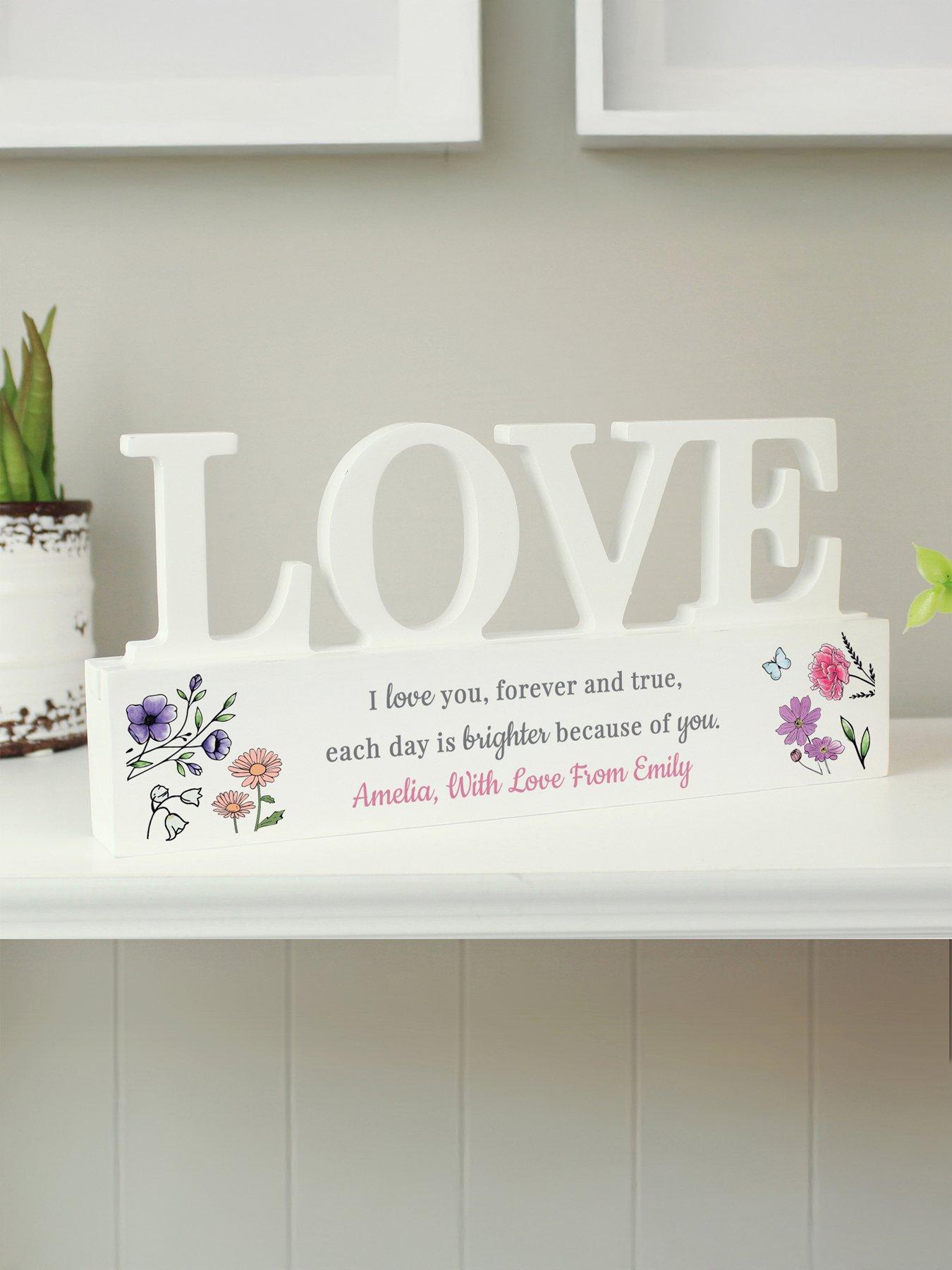 undefined Personalised Floral Wooden Love Ornament