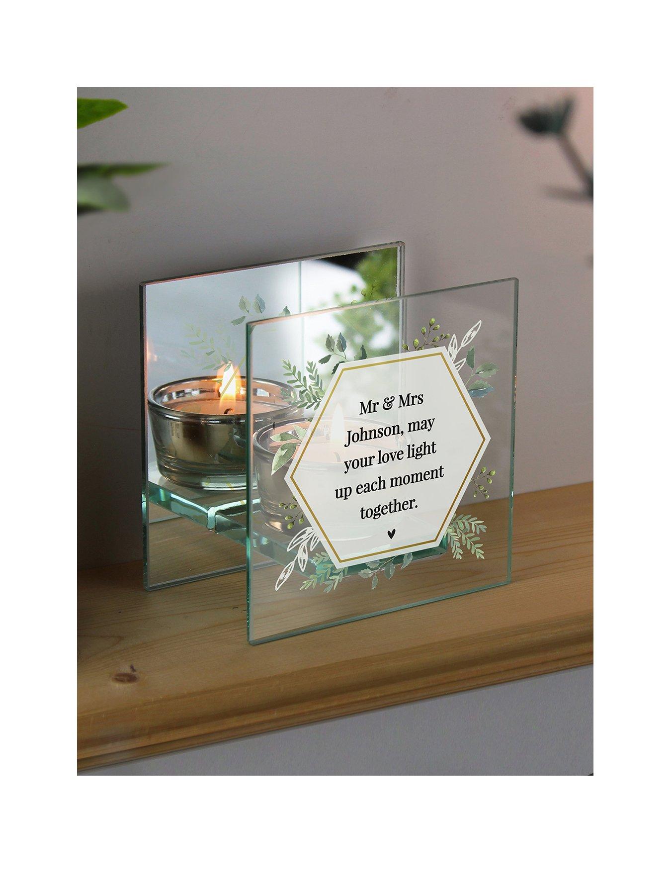  image of the-personalised-memento-company-personalised-floral-mirrored-tealight-holder