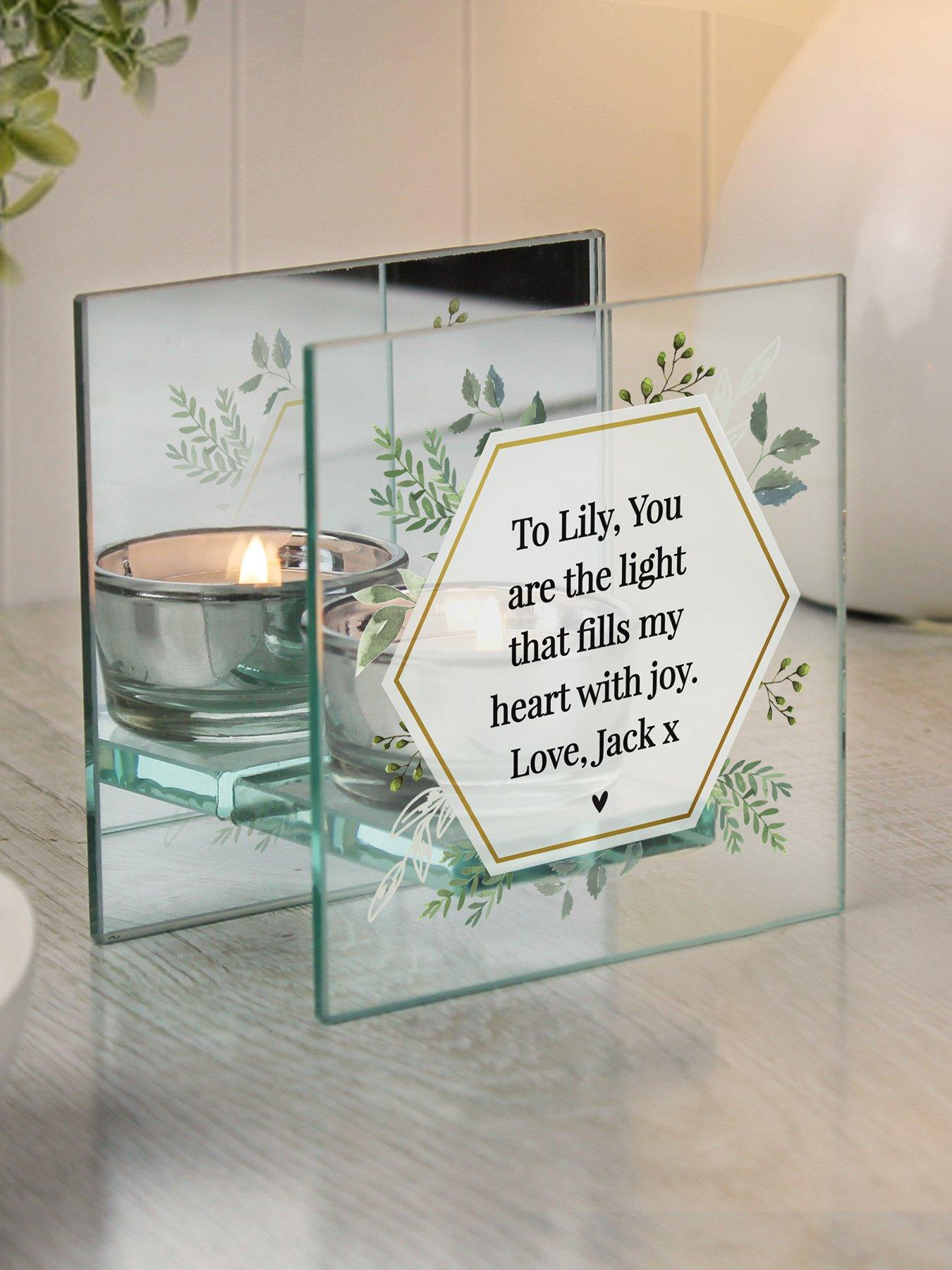  image of the-personalised-memento-company-personalised-floral-mirrored-tealight-holder