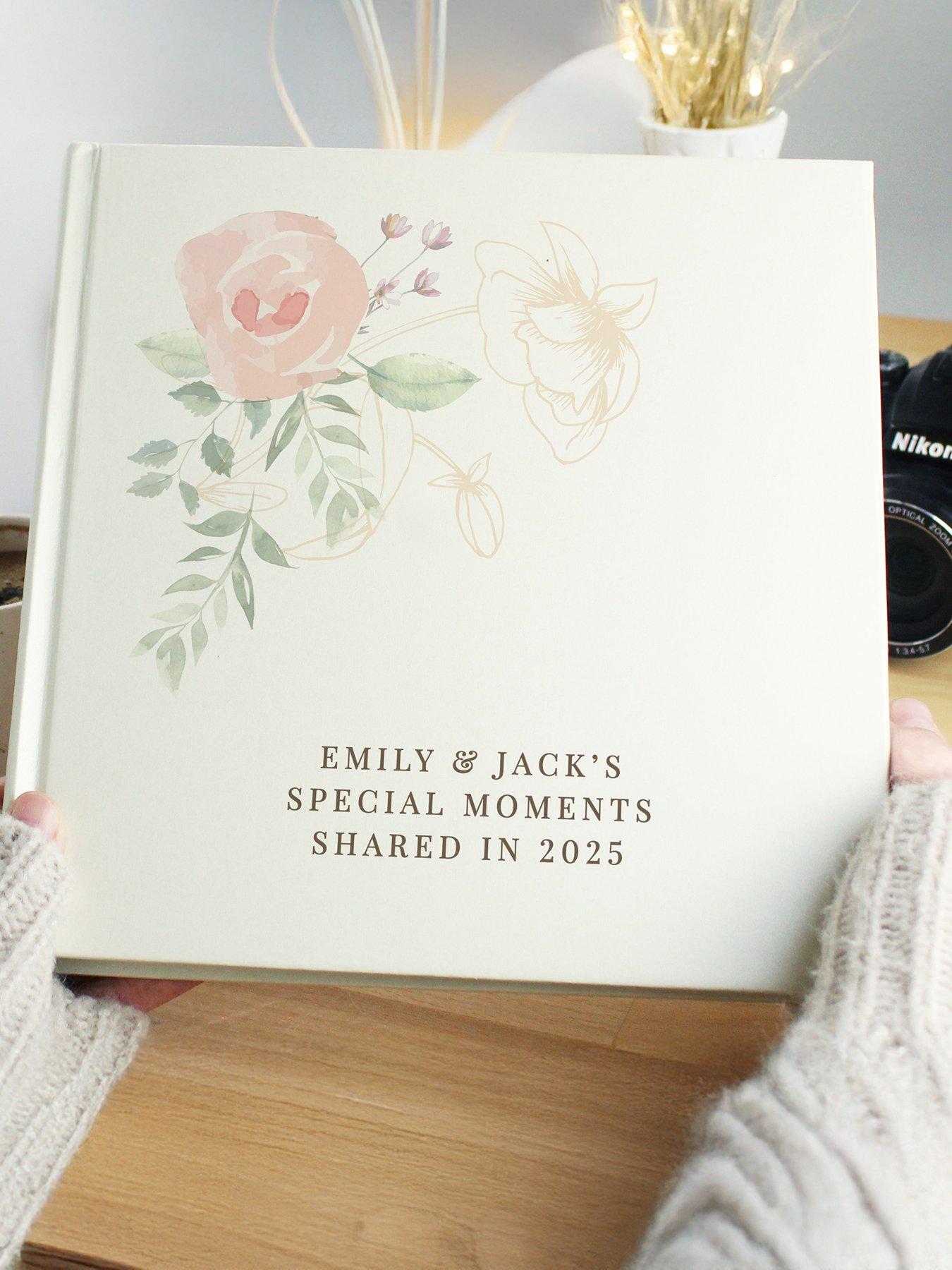  image of the-personalised-memento-company-personalised-floral-square-photo-album