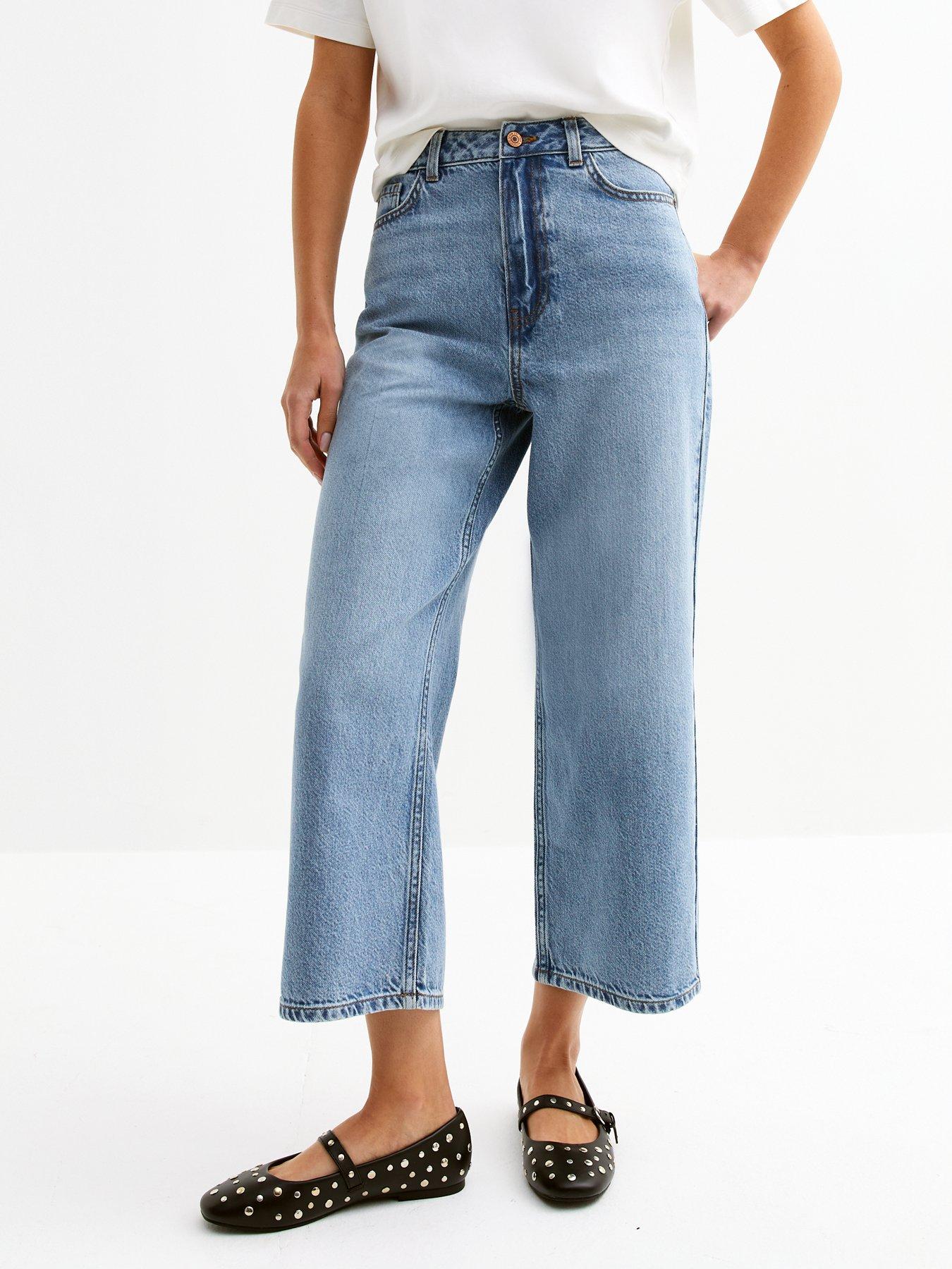 New Look Adalae Wide Leg Cropped Jeans - Light Blue