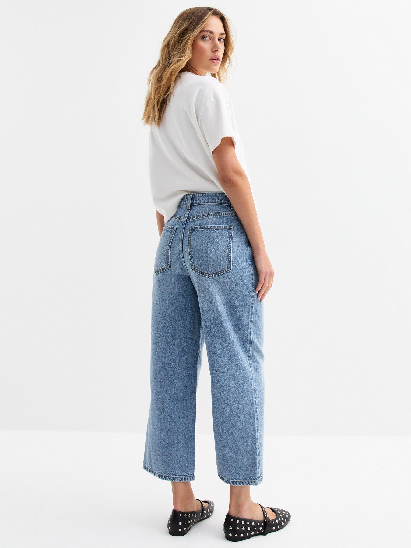  image of new-look-adalae-wide-leg-cropped-jeans-light-blue