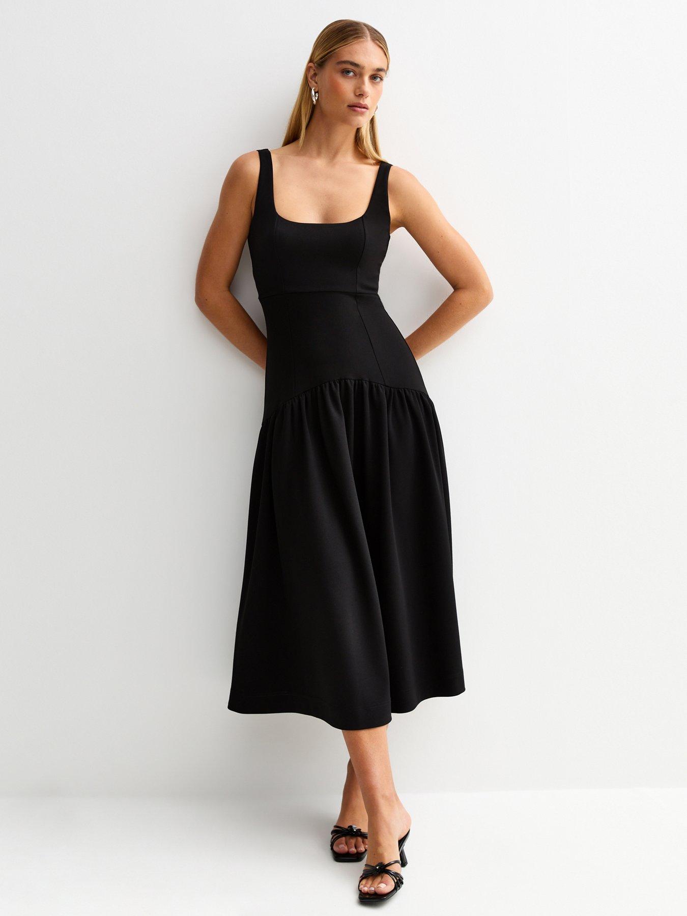 new-look-square-neck-midi-dress-black