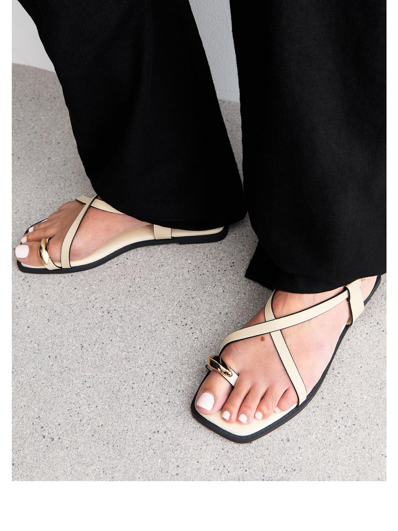  image of new-look-off-white-crossover-strap-faux-leather-sandals-cream
