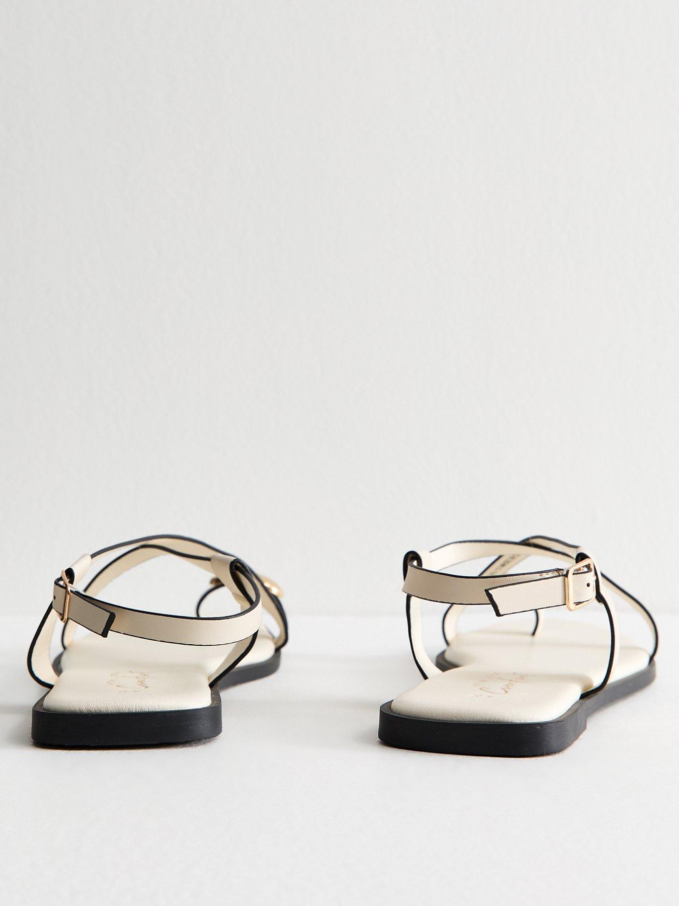  image of new-look-off-white-crossover-strap-faux-leather-sandals-cream