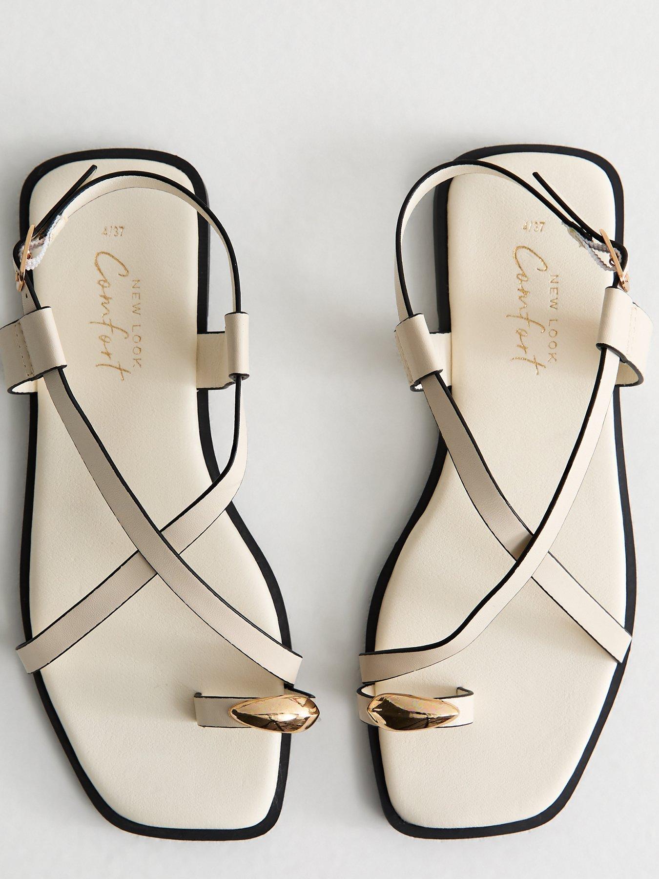  image of new-look-off-white-crossover-strap-faux-leather-sandals-cream
