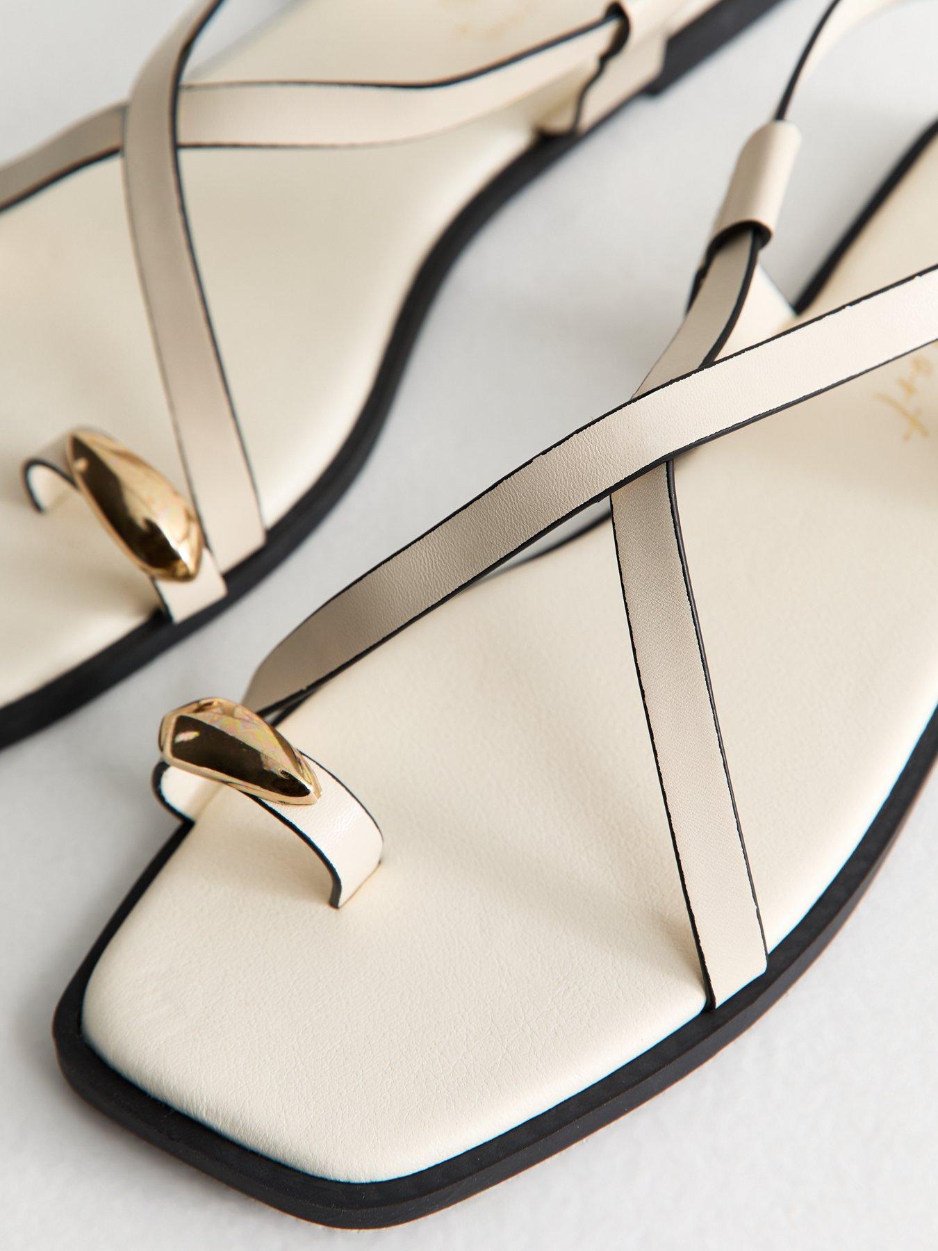 image of new-look-off-white-crossover-strap-faux-leather-sandals-cream