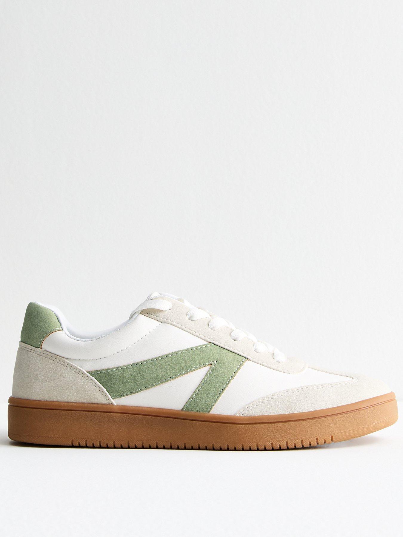  image of new-look-green-panelled-faux-leather-trainers