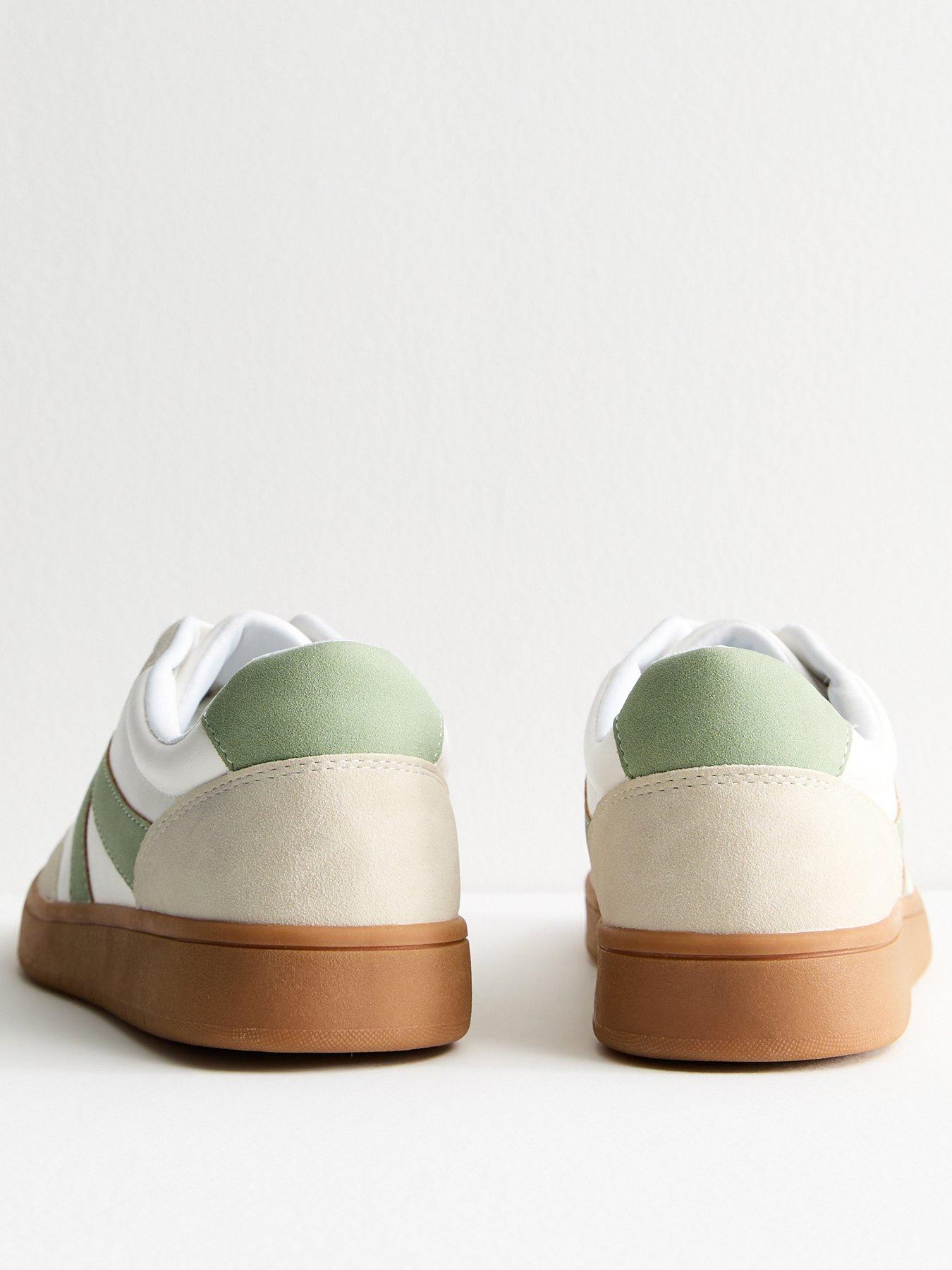  image of new-look-green-panelled-faux-leather-trainers