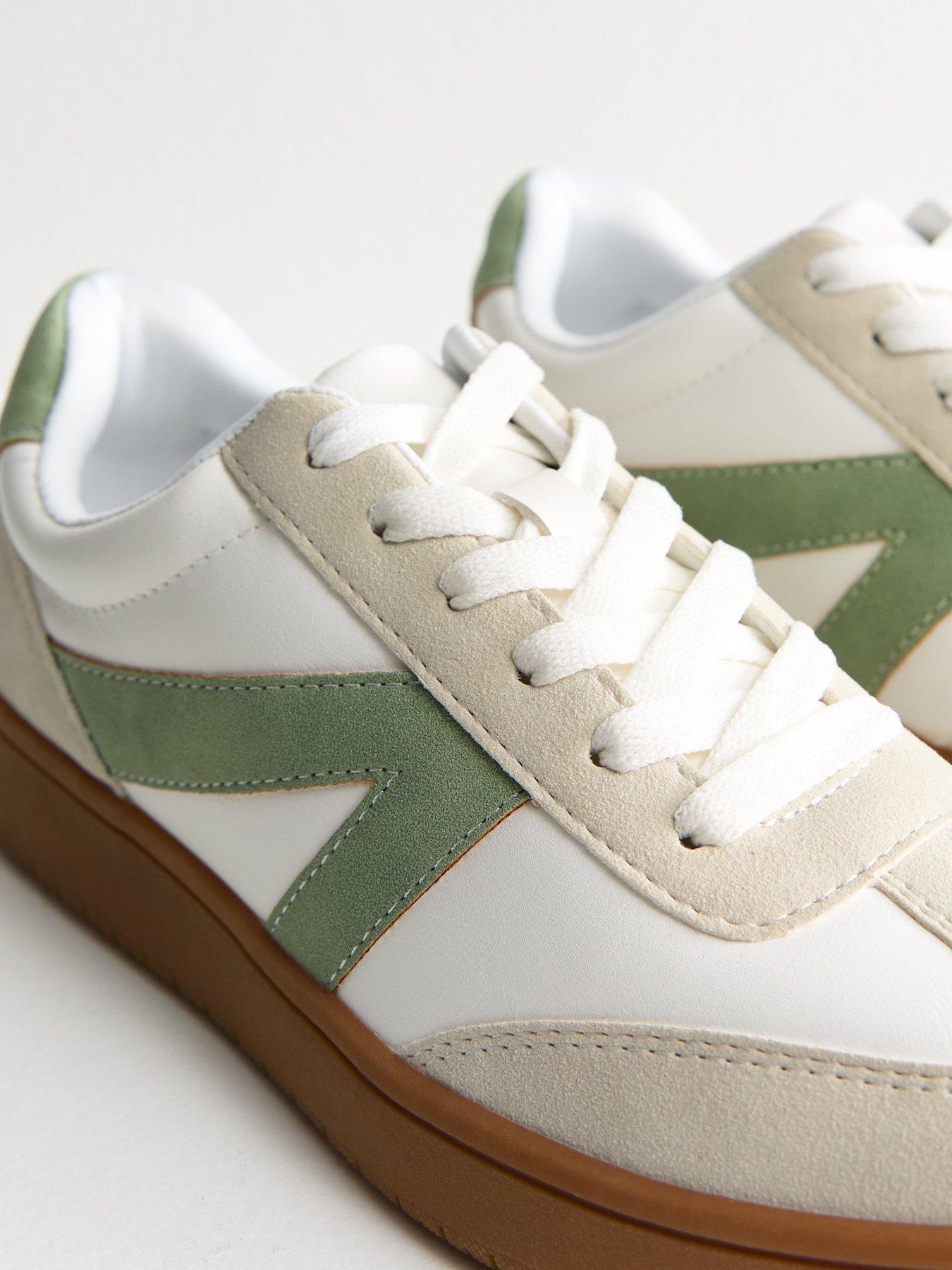  image of new-look-green-panelled-faux-leather-trainers