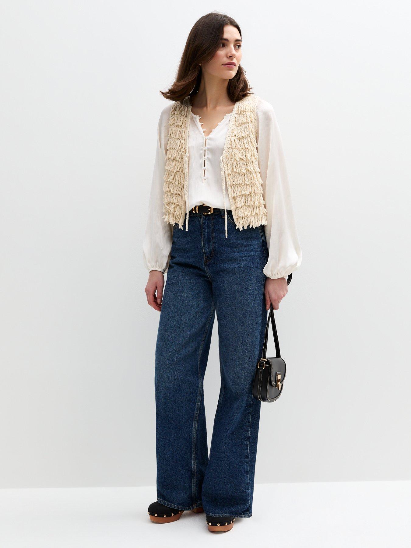  image of new-look-cream-looped-thread-waistcoat