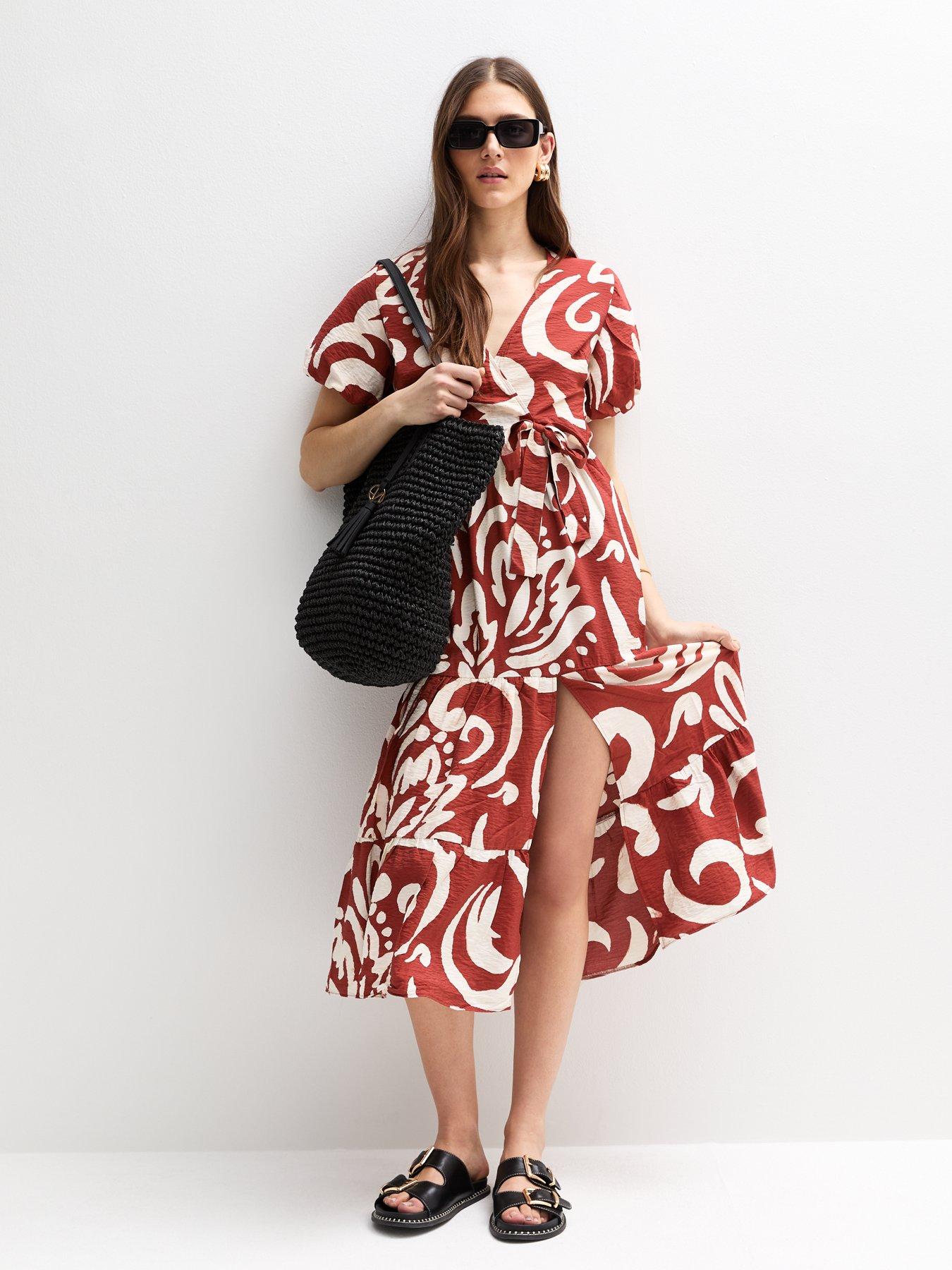 new-look-sarahbeth-tier-wrap-midi-red