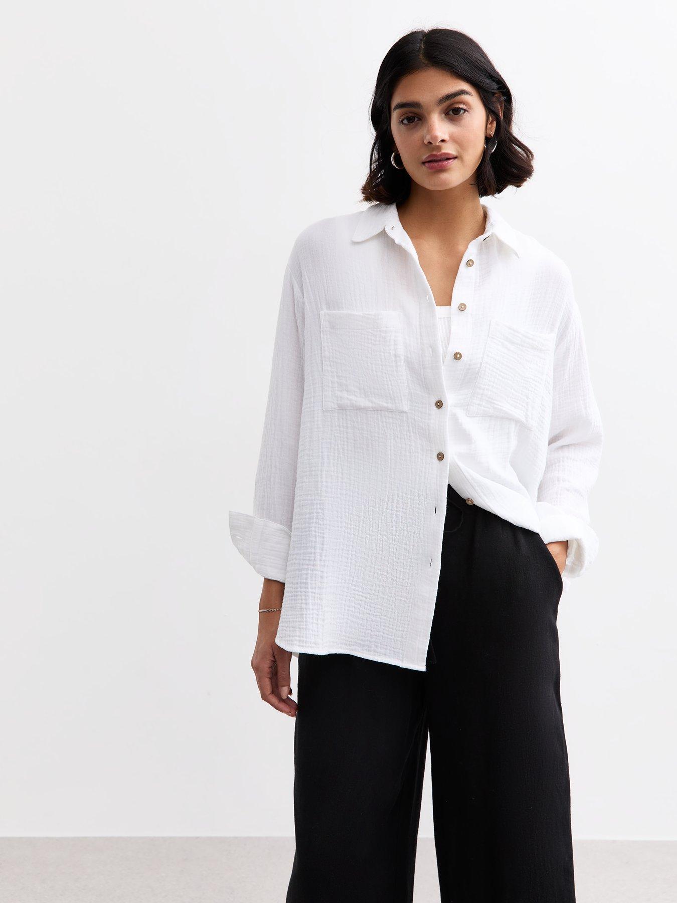 new-look-white-crinkled-texture-cotton-shirt