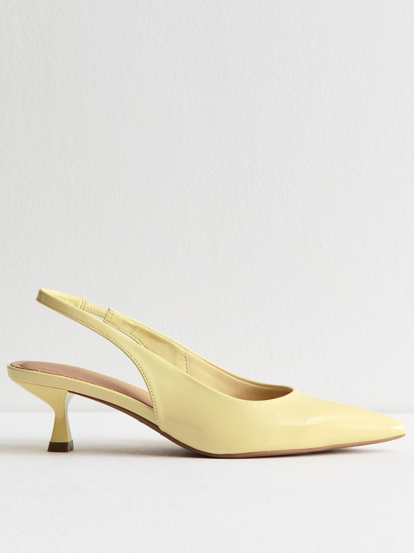 new-look-yellow-faux-leather-slingback-kitten-heel-court-shoes