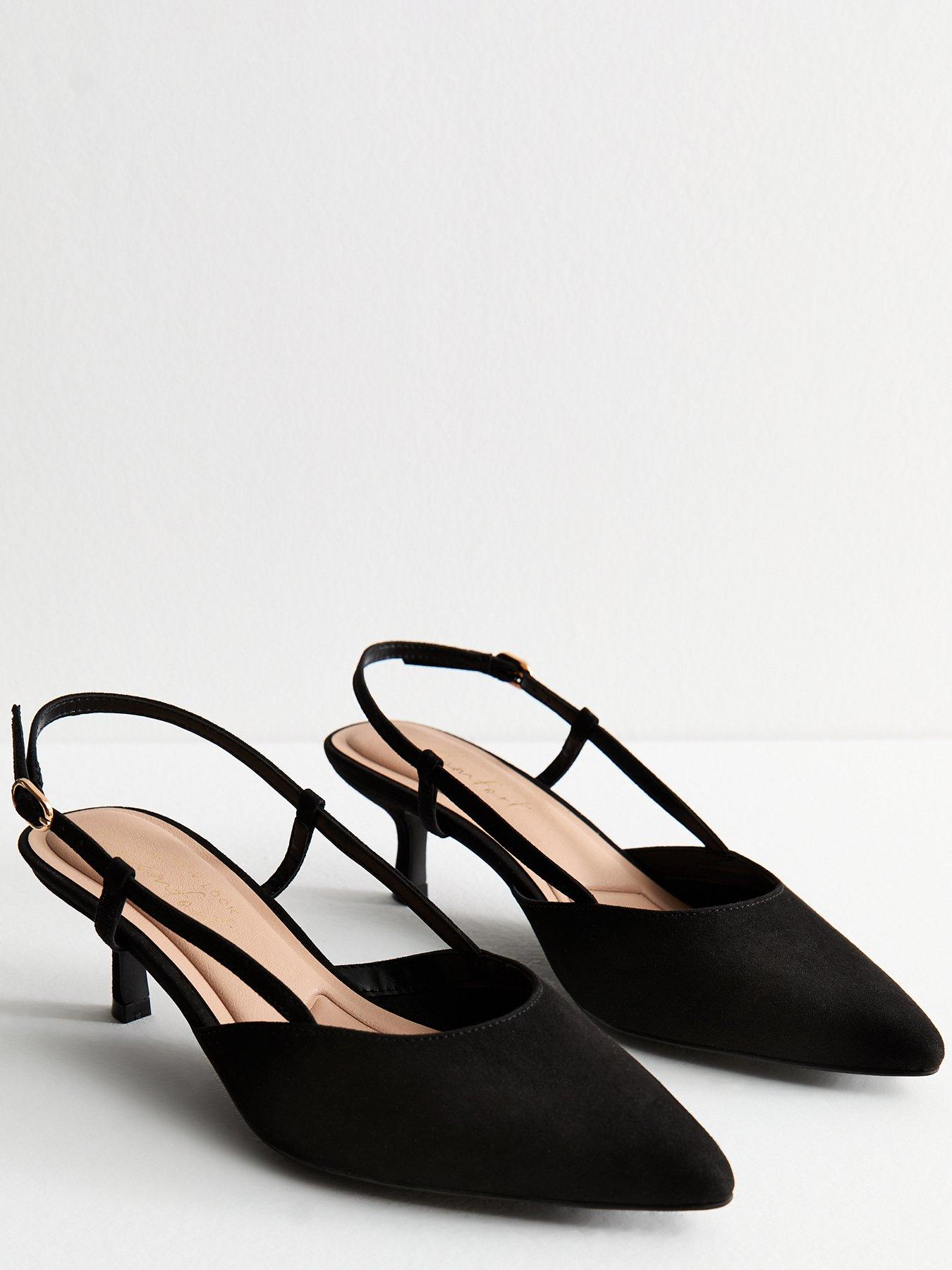  image of new-look-wide-fit-black-faux-suede-slingback-court-shoes