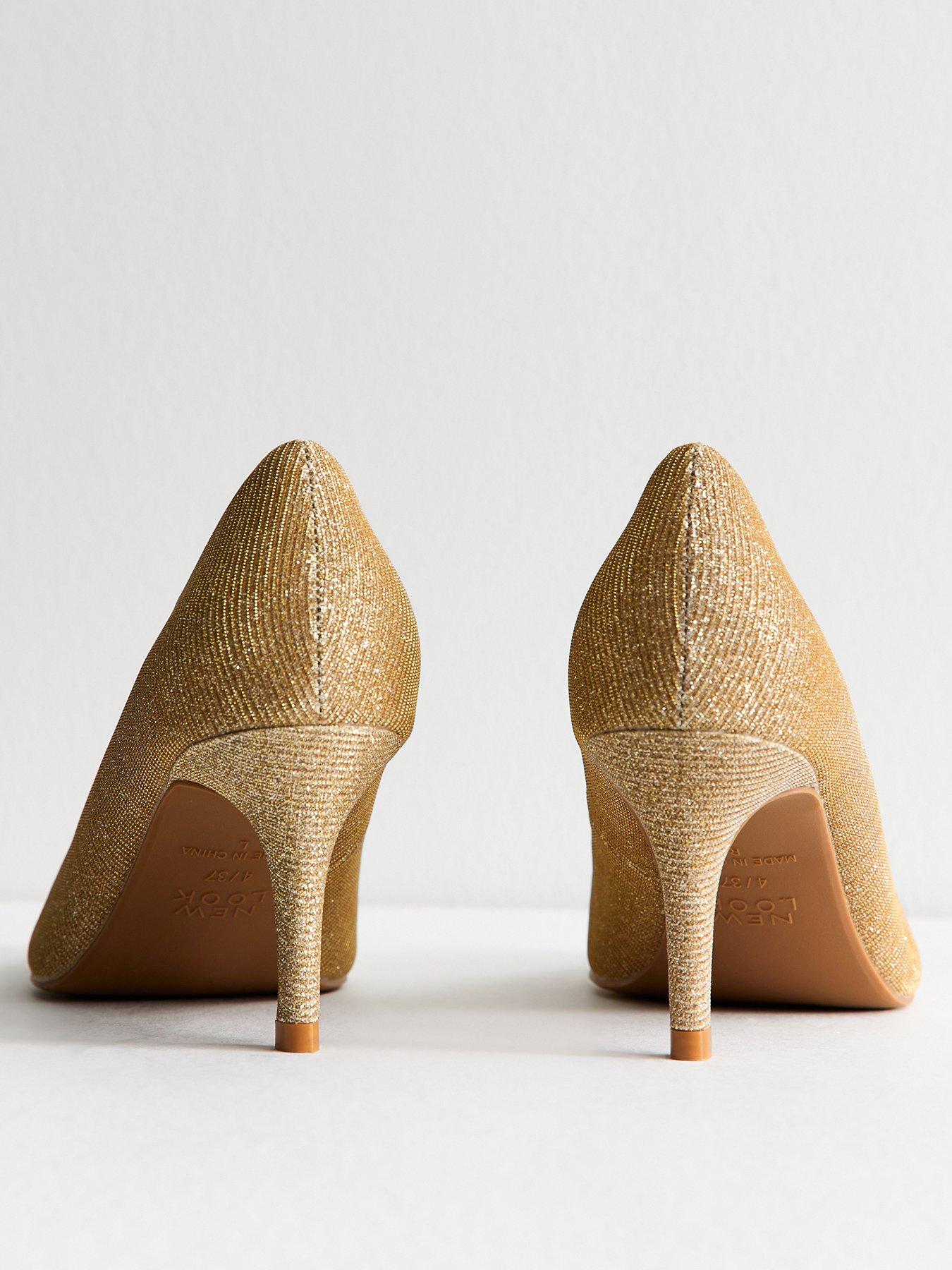  image of new-look-gold-metallic-court-shoes