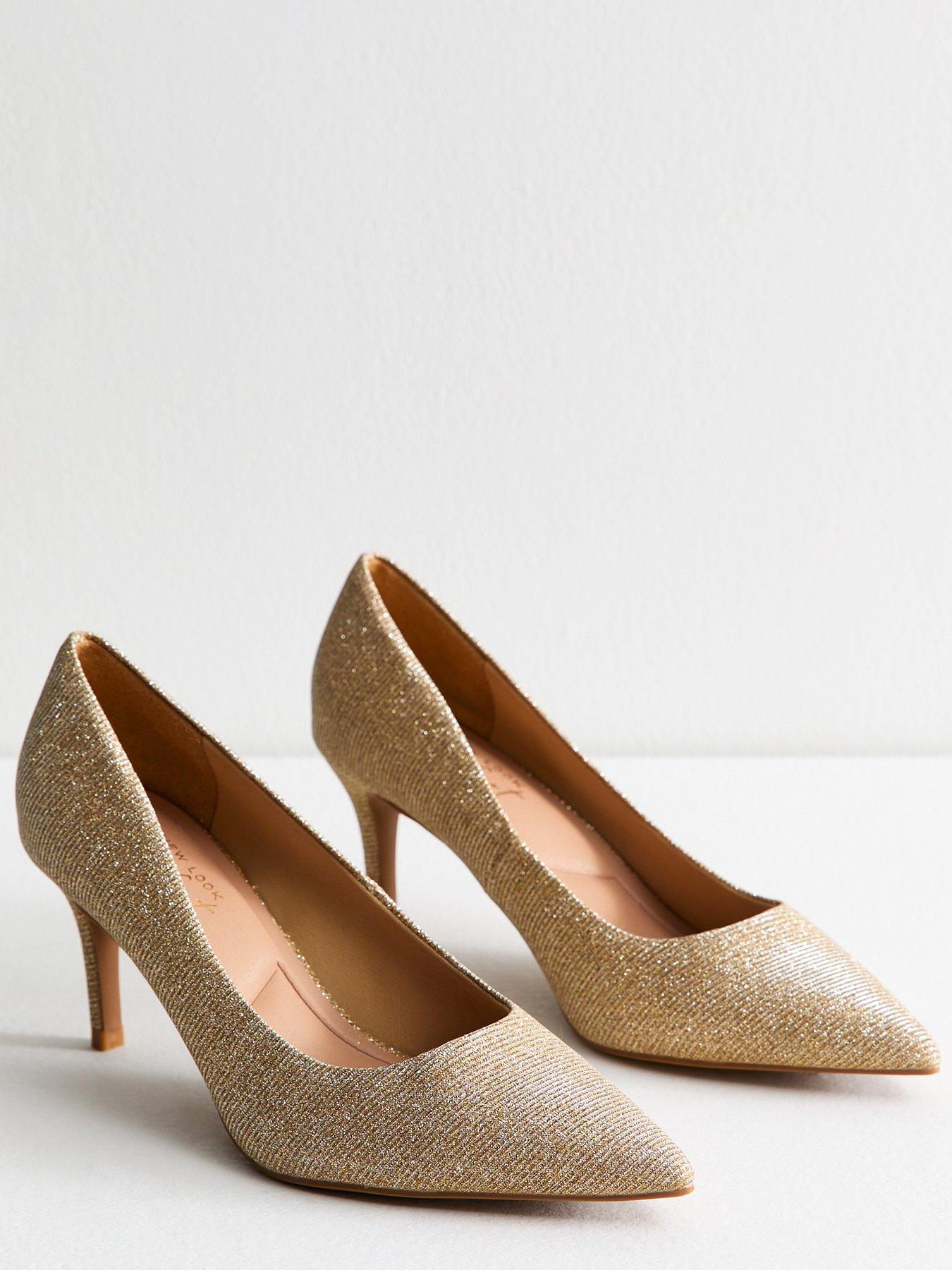  image of new-look-gold-metallic-court-shoes