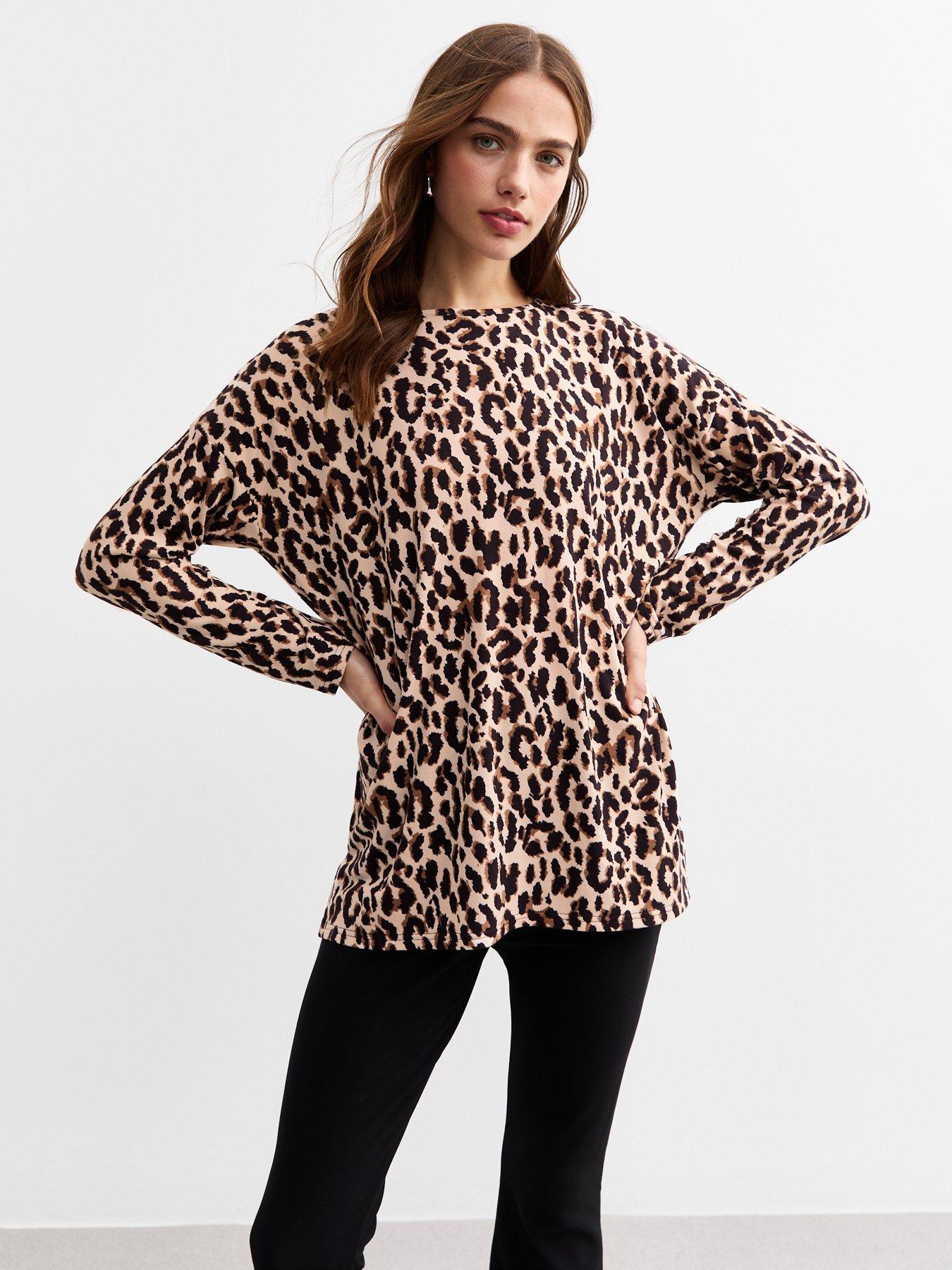 undefined Leopard Print Long Sleeve Top - Brown