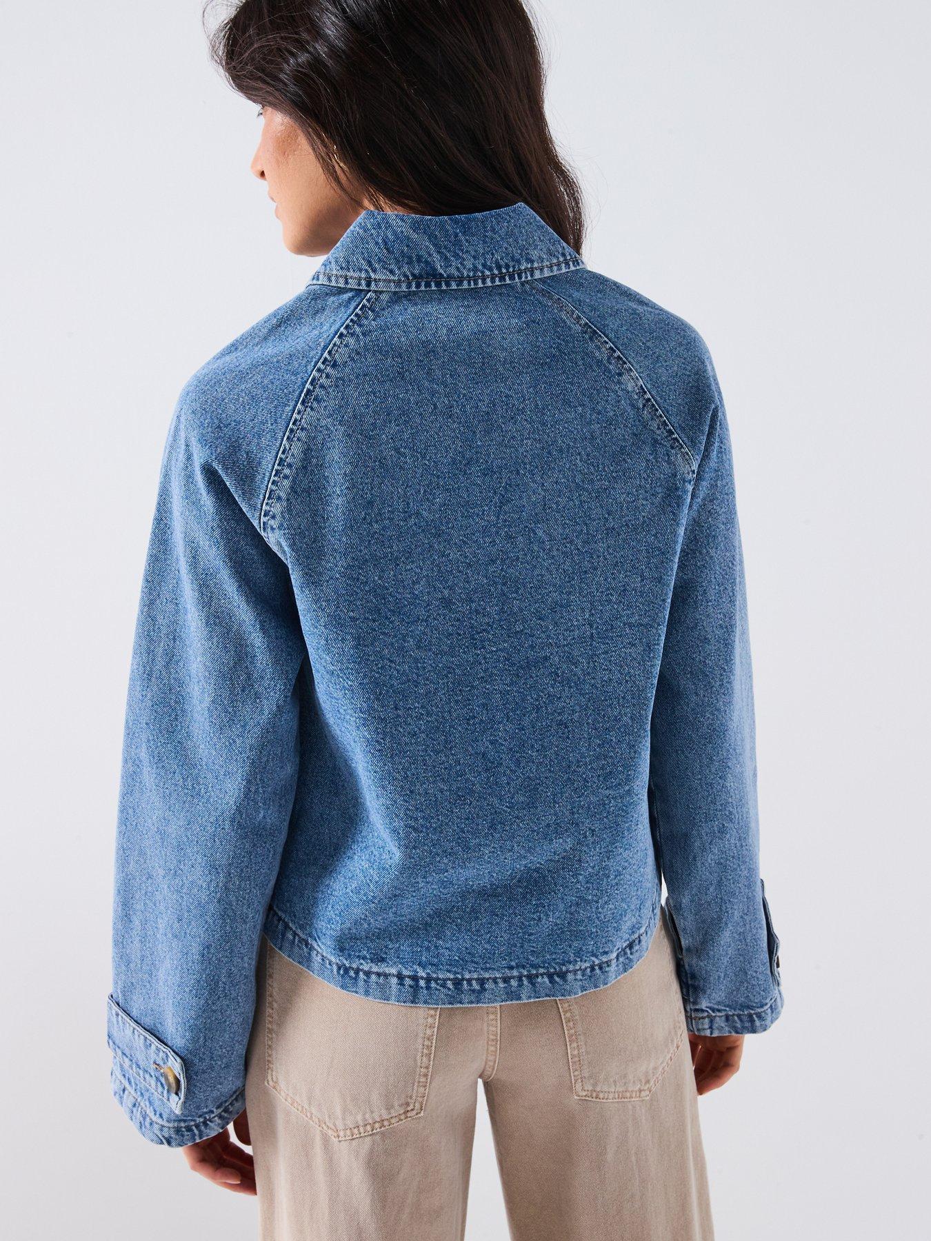 stillFront image of only-short-denim-trench-jacket-blue