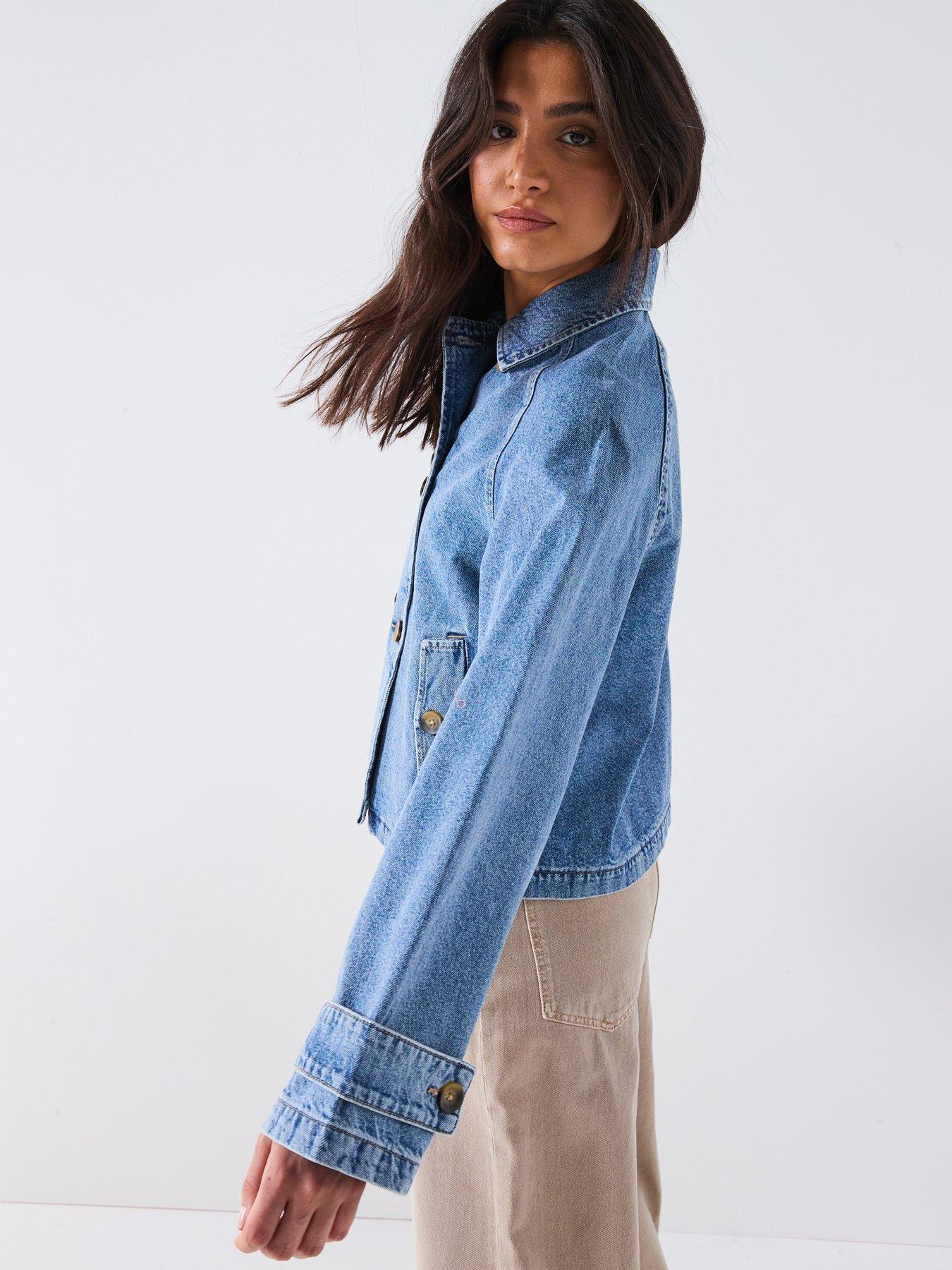  image of only-short-denim-trench-jacket-blue