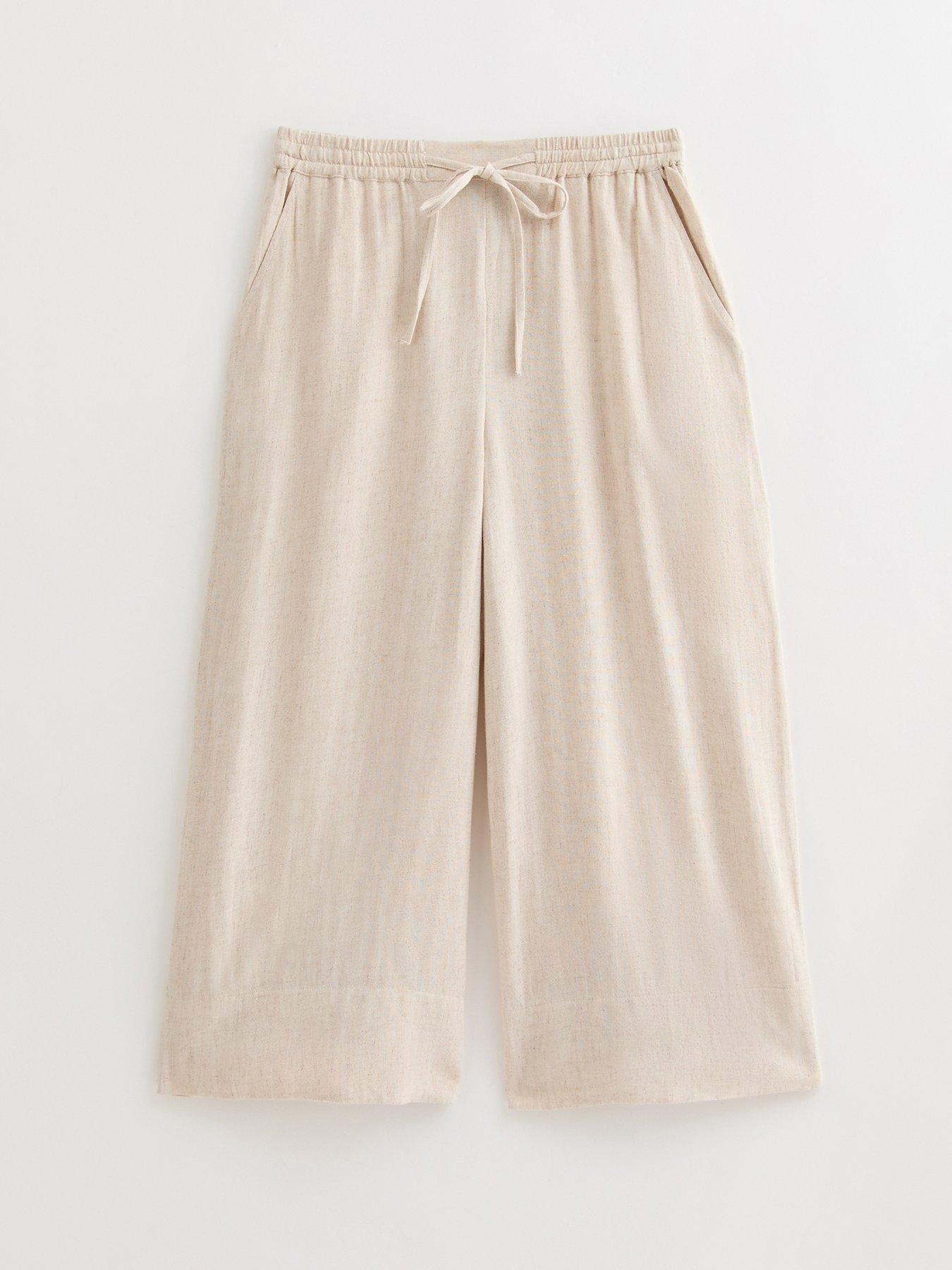  image of new-look-louis-linen-crop-trousers-beige