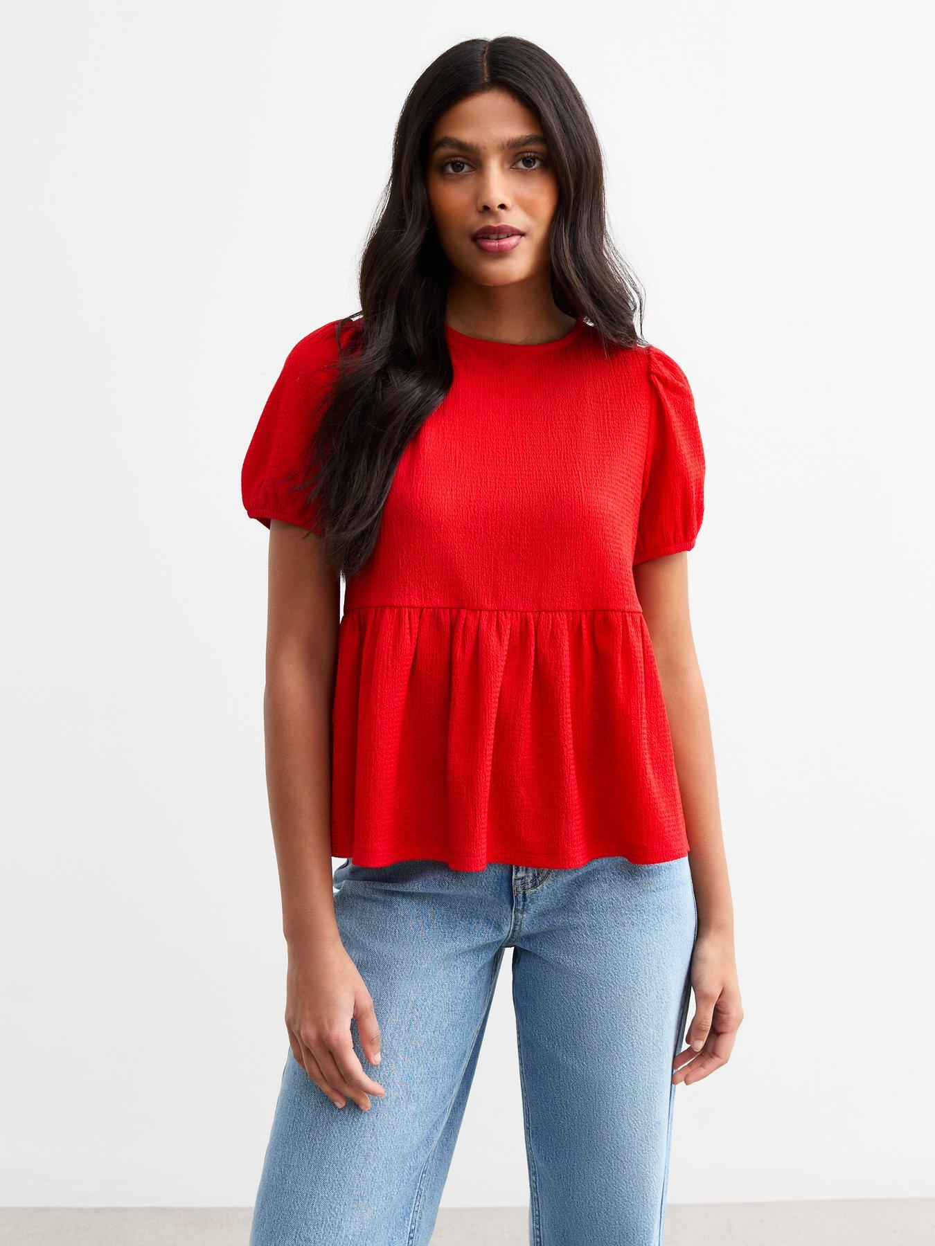 new-look-red-crinkled-jersey-tie-back-peplum-top