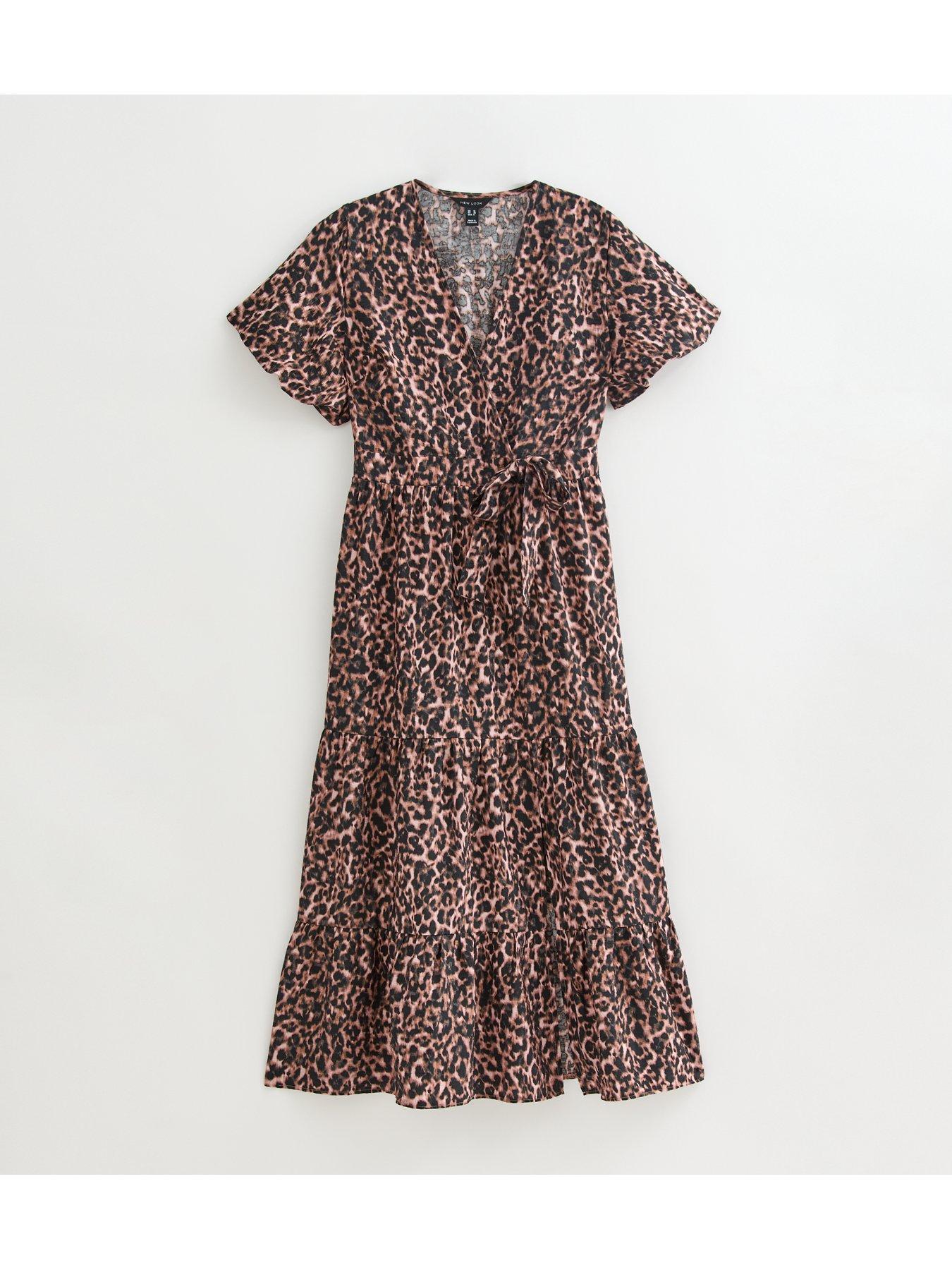  image of new-look-lia-leopard-tier-wrap-midi-brown