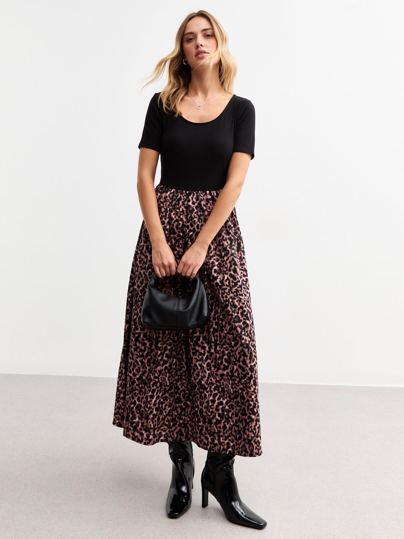 new-look-black-2-in-1-leopard-print-midi-dress-brown