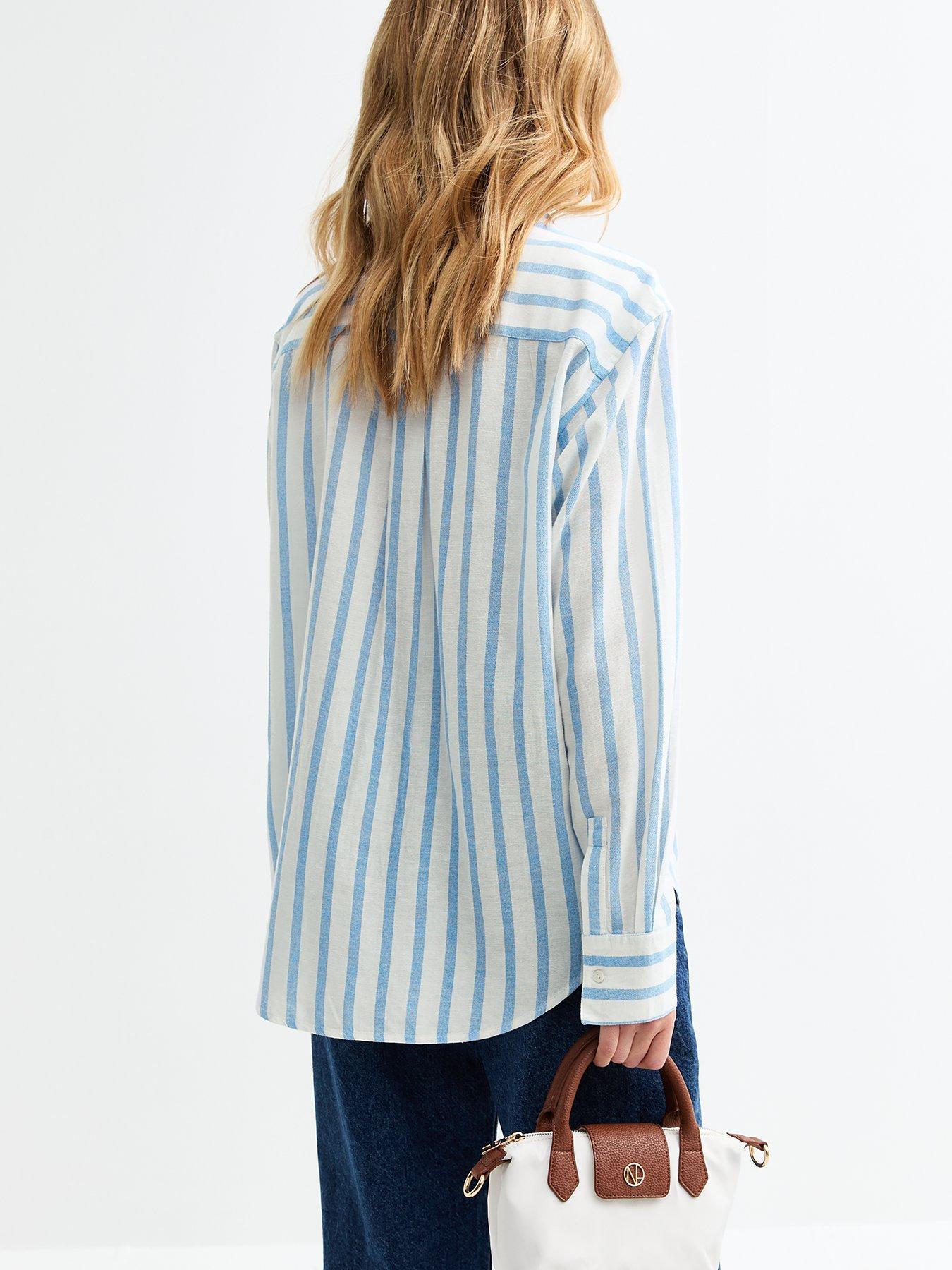  image of new-look-blue-striped-long-sleeve-shirt