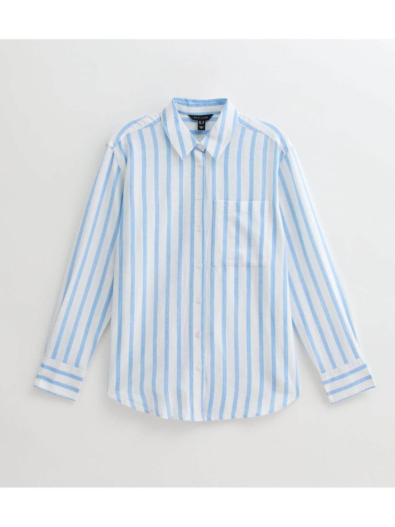  image of new-look-blue-striped-long-sleeve-shirt