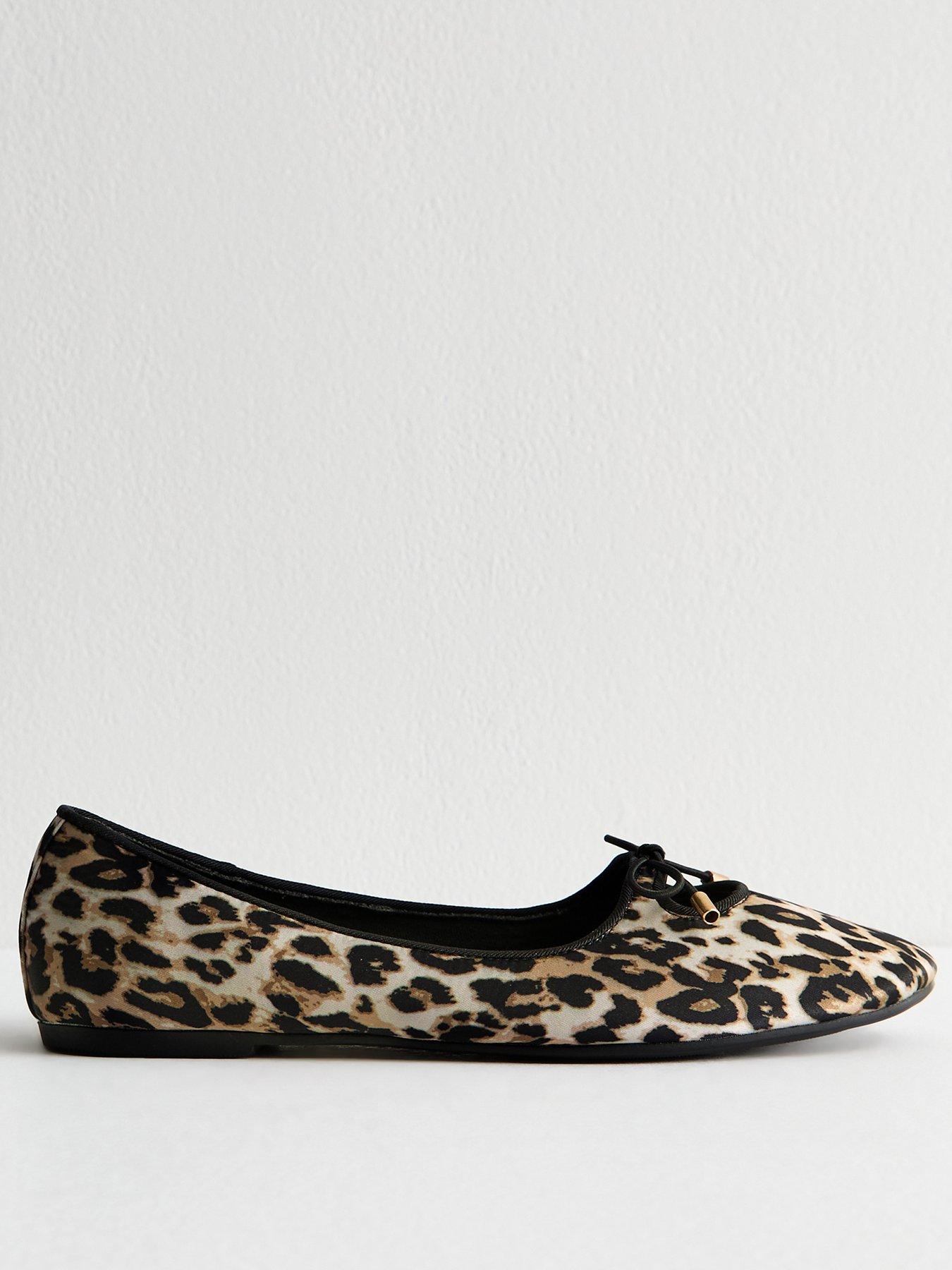  image of new-look-leopard-print-cutout-ballet-pumps-brown