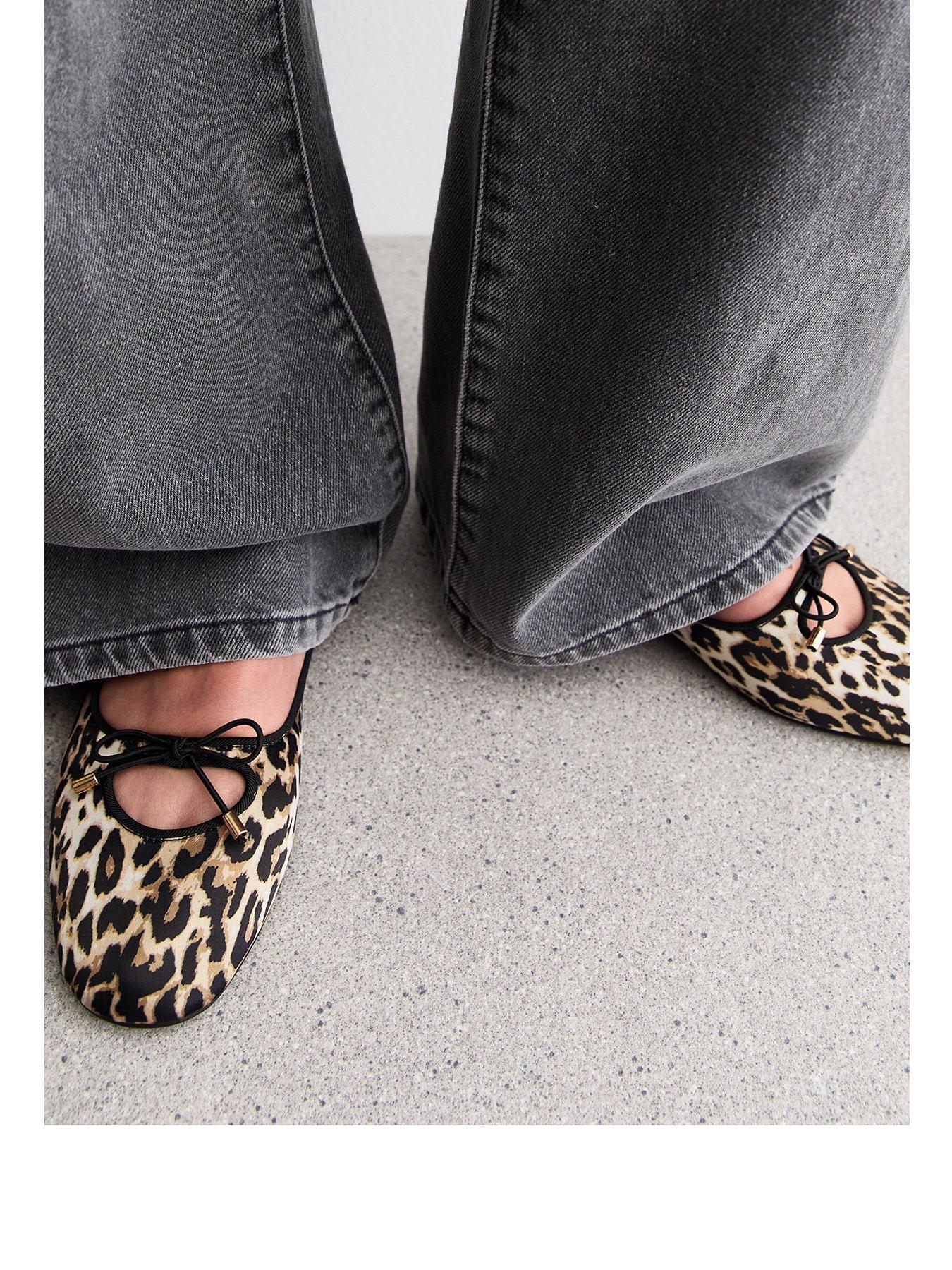  image of new-look-leopard-print-cutout-ballet-pumps-brown