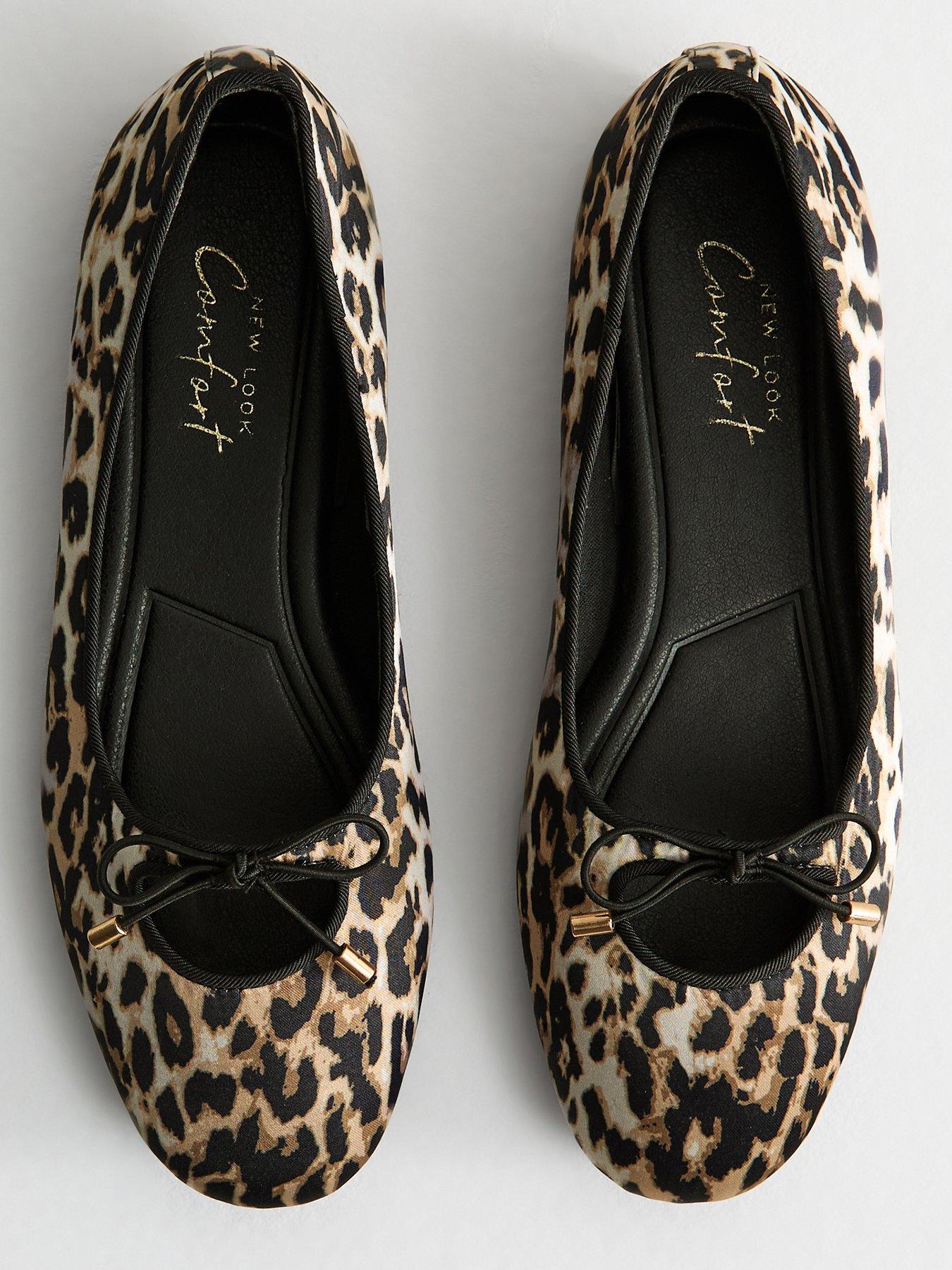  image of new-look-leopard-print-cutout-ballet-pumps-brown
