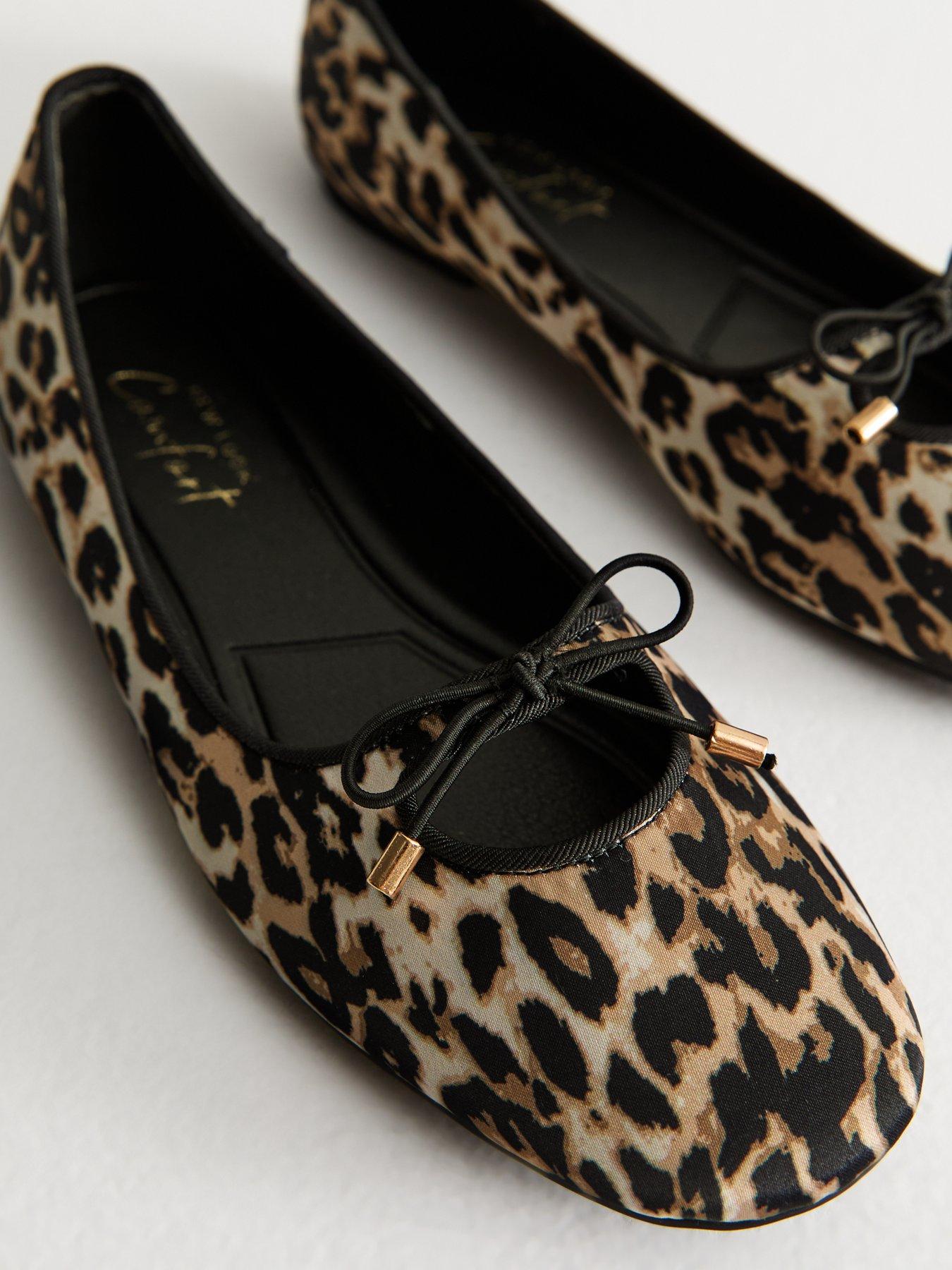  image of new-look-leopard-print-cutout-ballet-pumps-brown