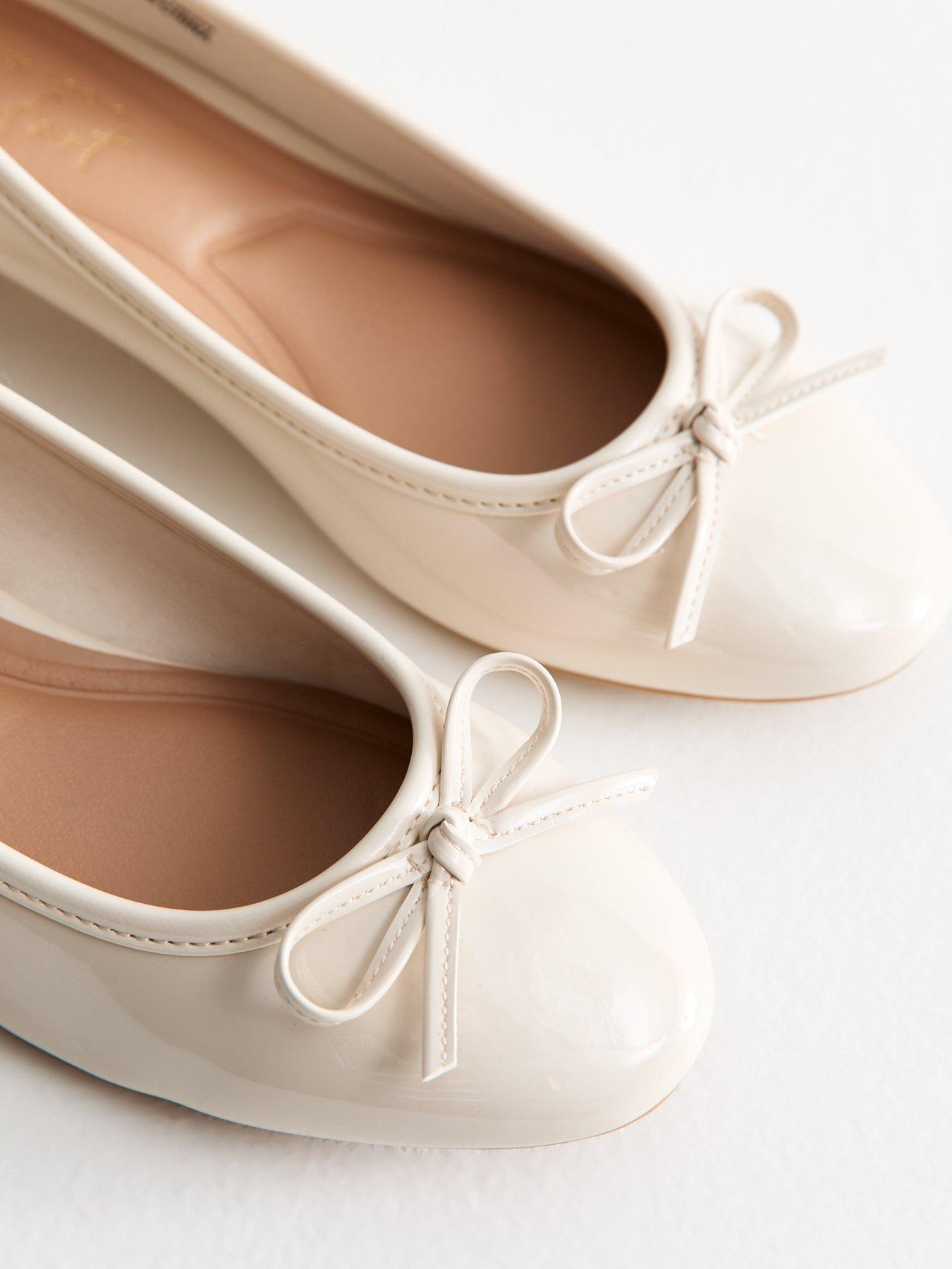 New Look White Patent Heeled Ballerina Pumps Littlewoods