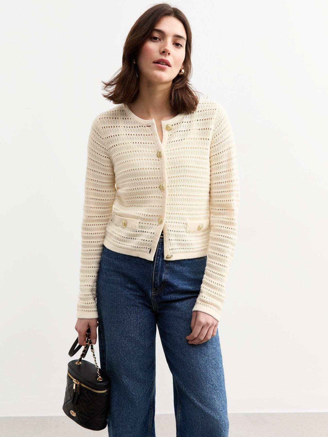 new-look-cream-open-knit-button-detail-cardigan