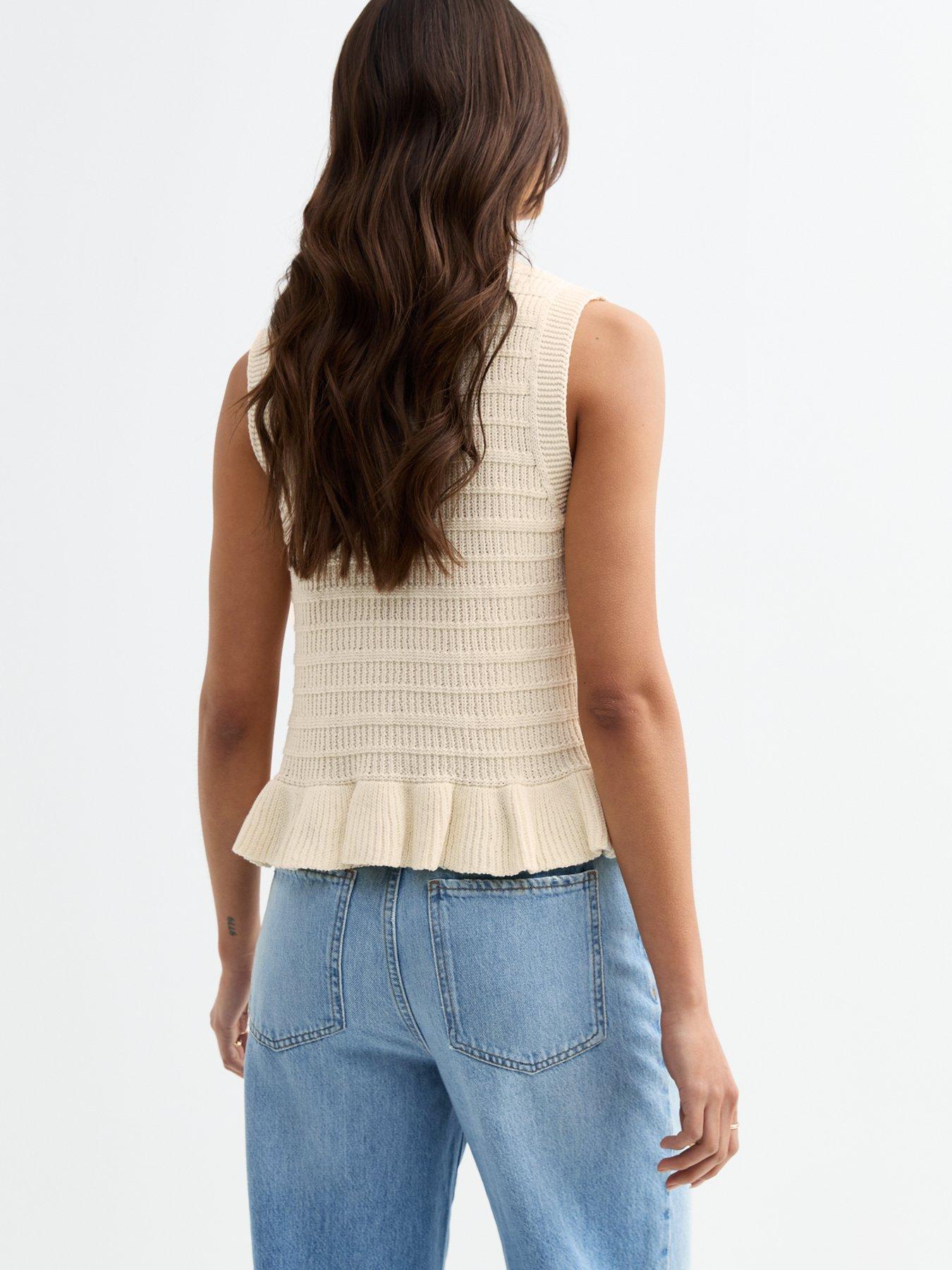  image of new-look-cream-tie-front-sleeveless-cardigan