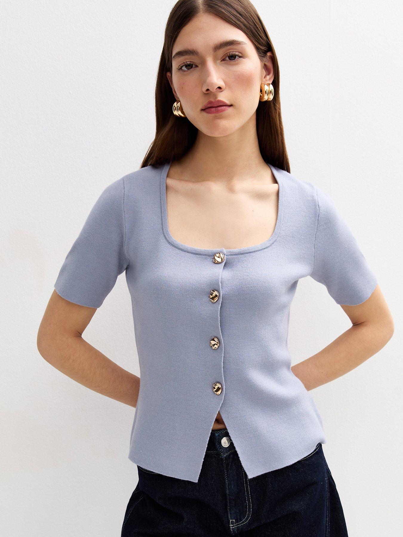  image of new-look-mid-blue-compact-square-cardi