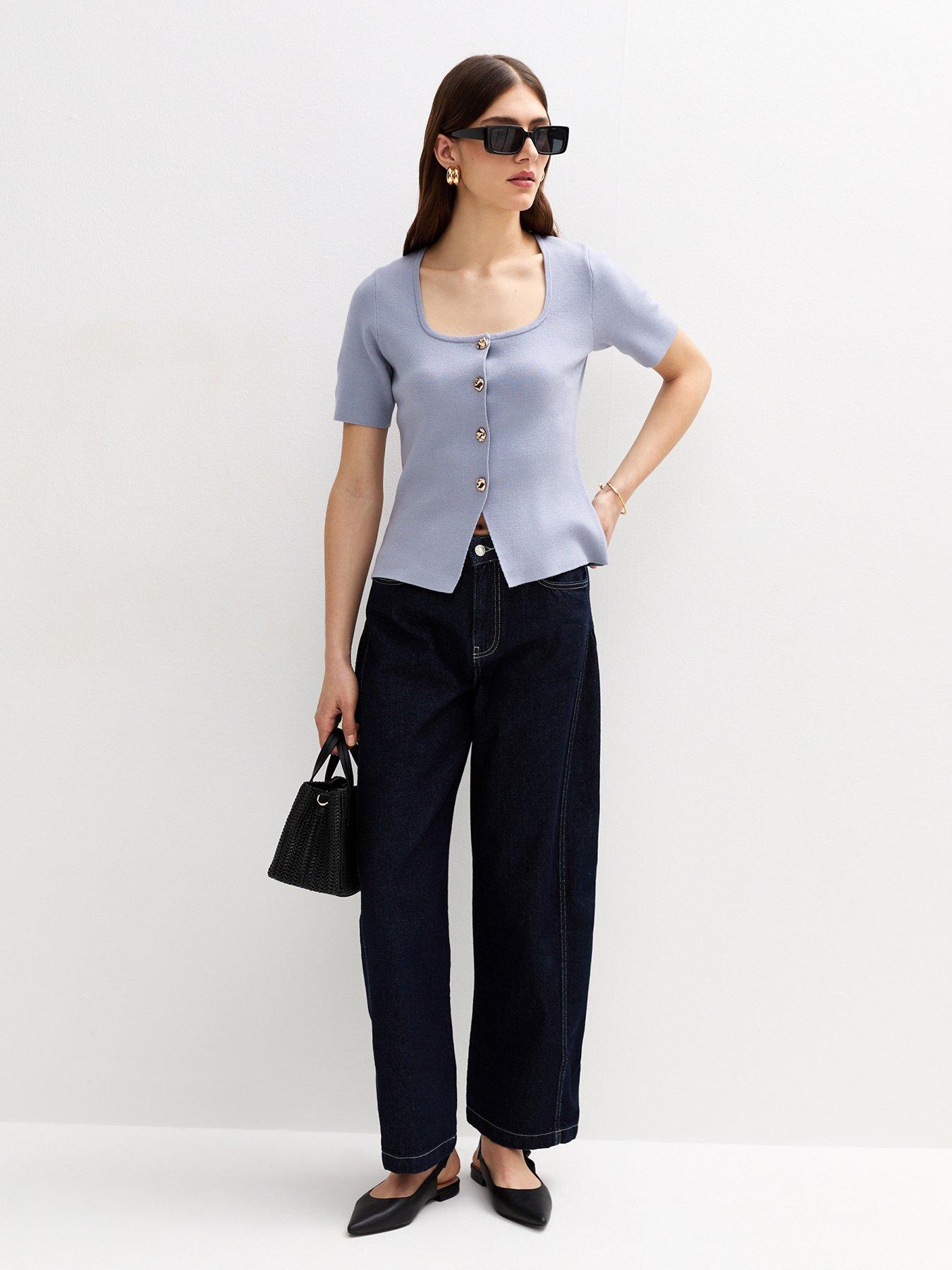  image of new-look-mid-blue-compact-square-cardi