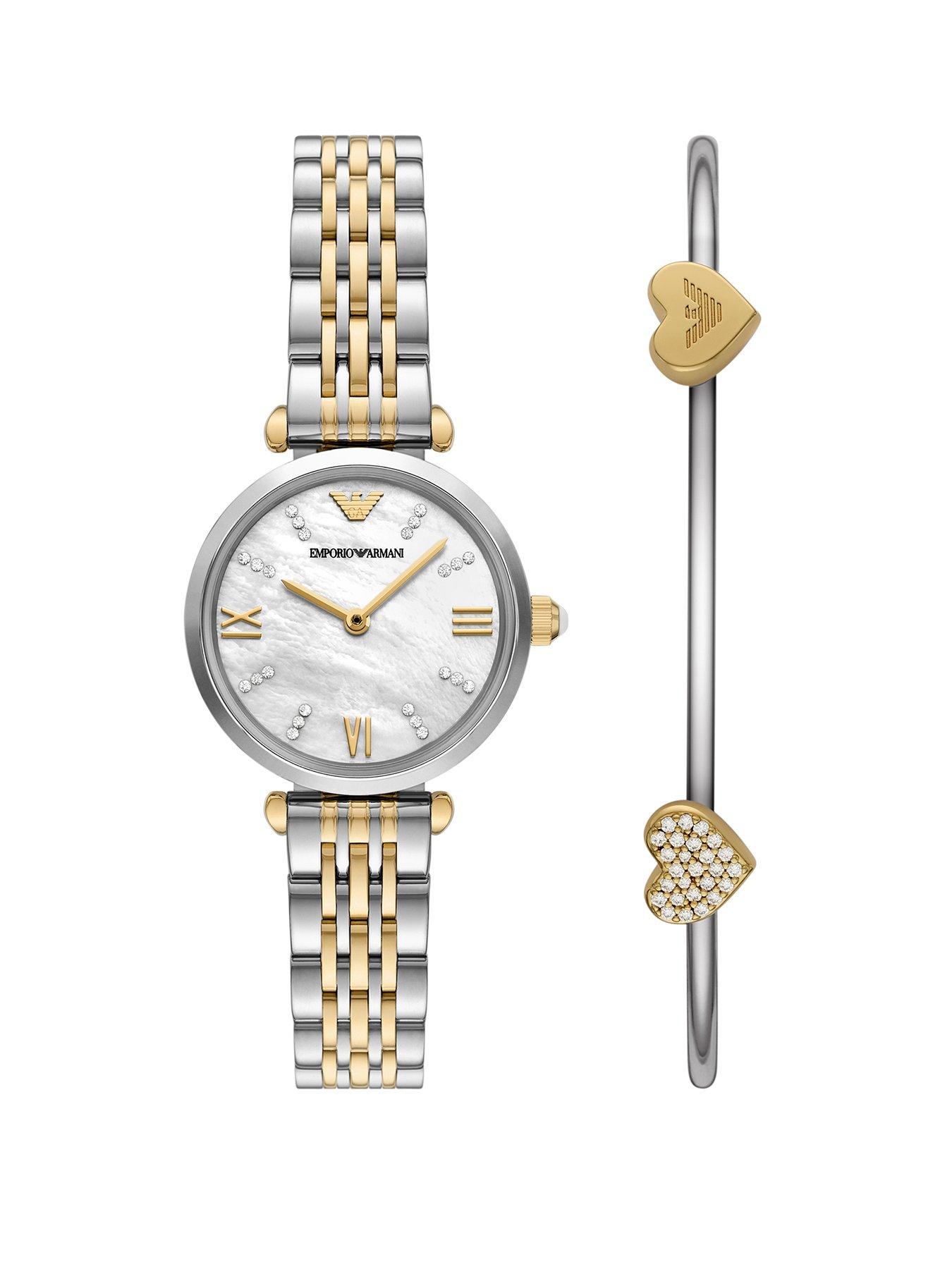  image of emporio-armani-womens-2-hand-2-tone-stainless-steel-watch-and-bracelet-setnbspnbspar80078set