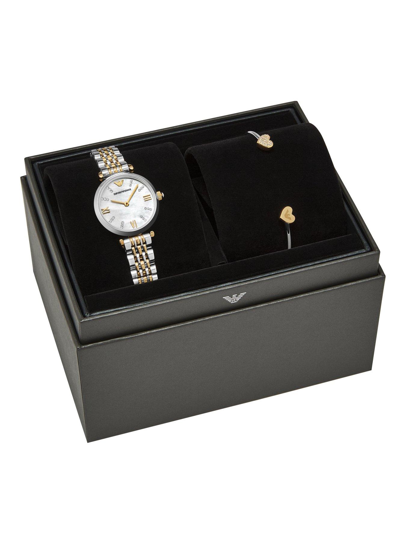  image of emporio-armani-womens-2-hand-2-tone-stainless-steel-watch-and-bracelet-setnbspnbspar80078set