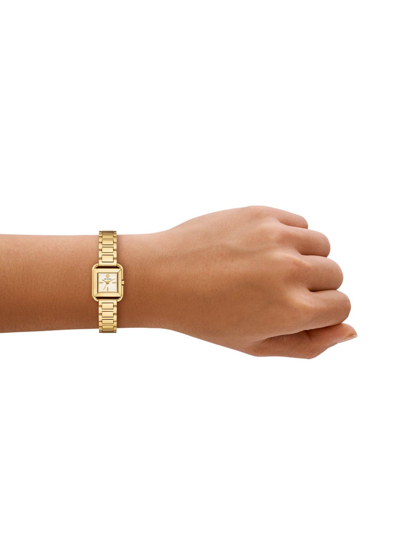 Image 3 of 5 of Tory Burch Women's Mini Kira Square 2-Hand Gold-Tone Stainless Steel Watch TBW6022