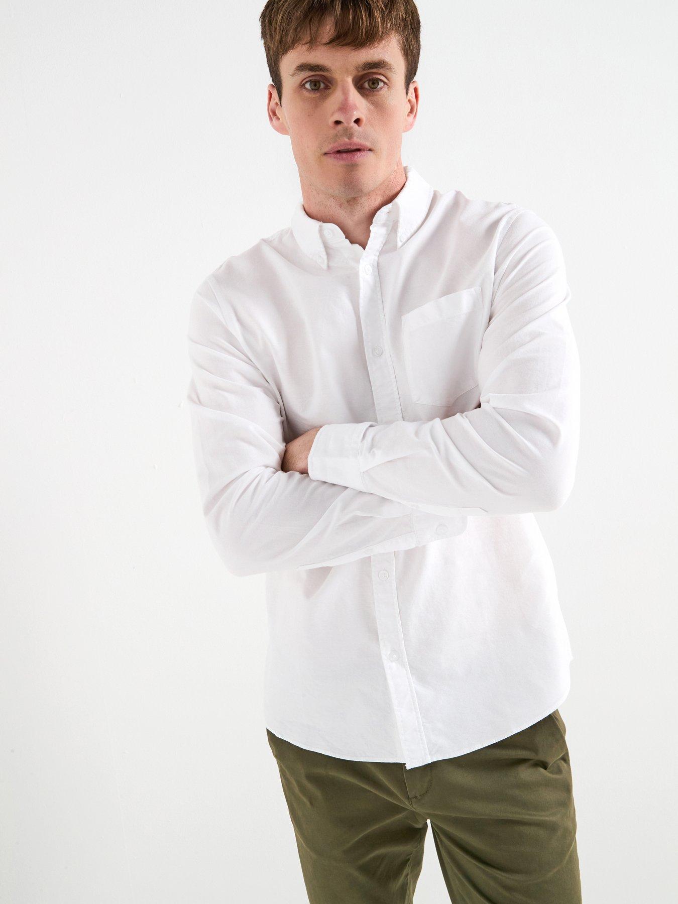 Image 1 of 6 of The Very Collection Long Sleeve Button Down Oxford Shirt - White