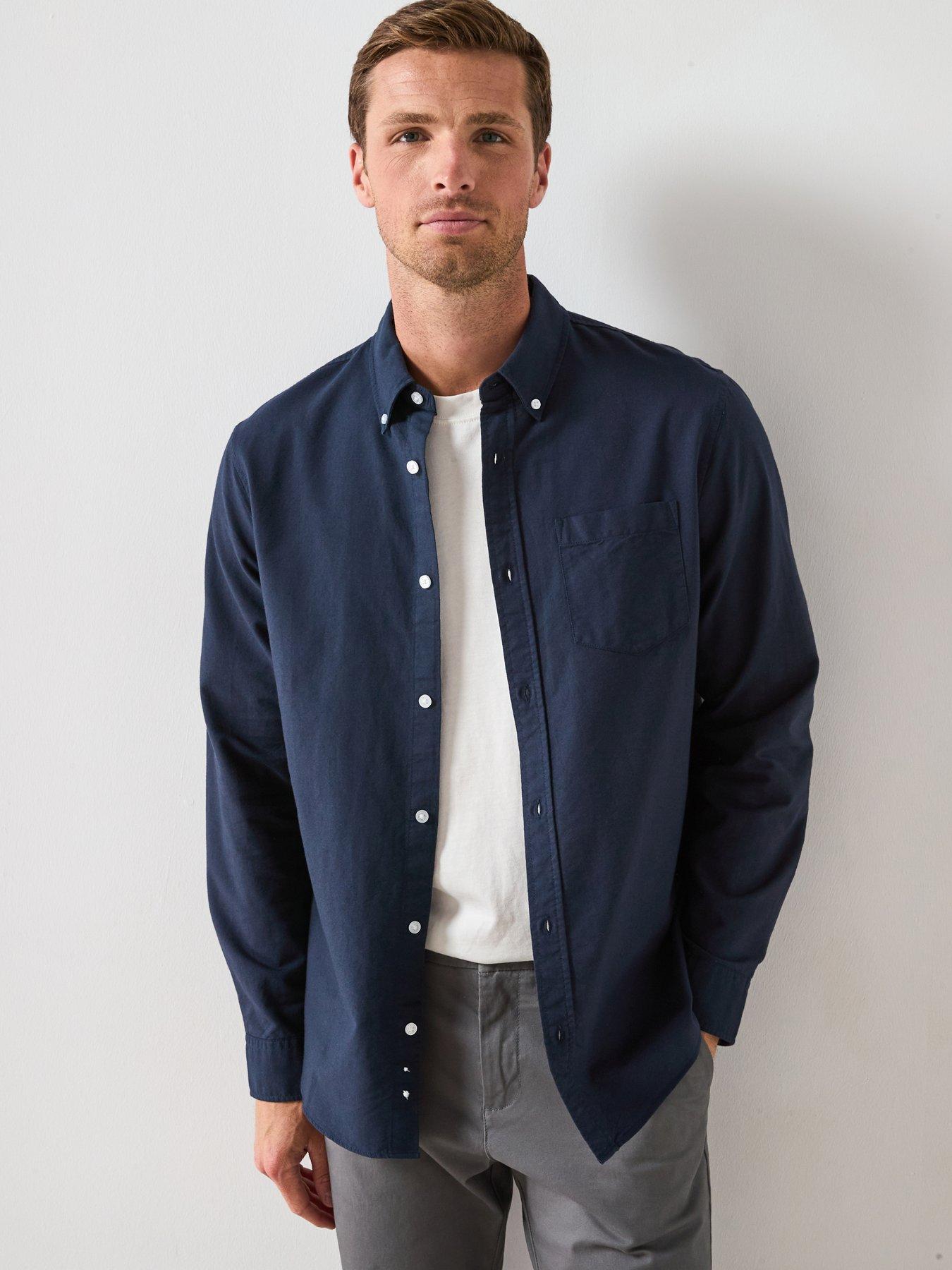 The Very Collection Long Sleeve Button Down Oxford Shirt - Navy