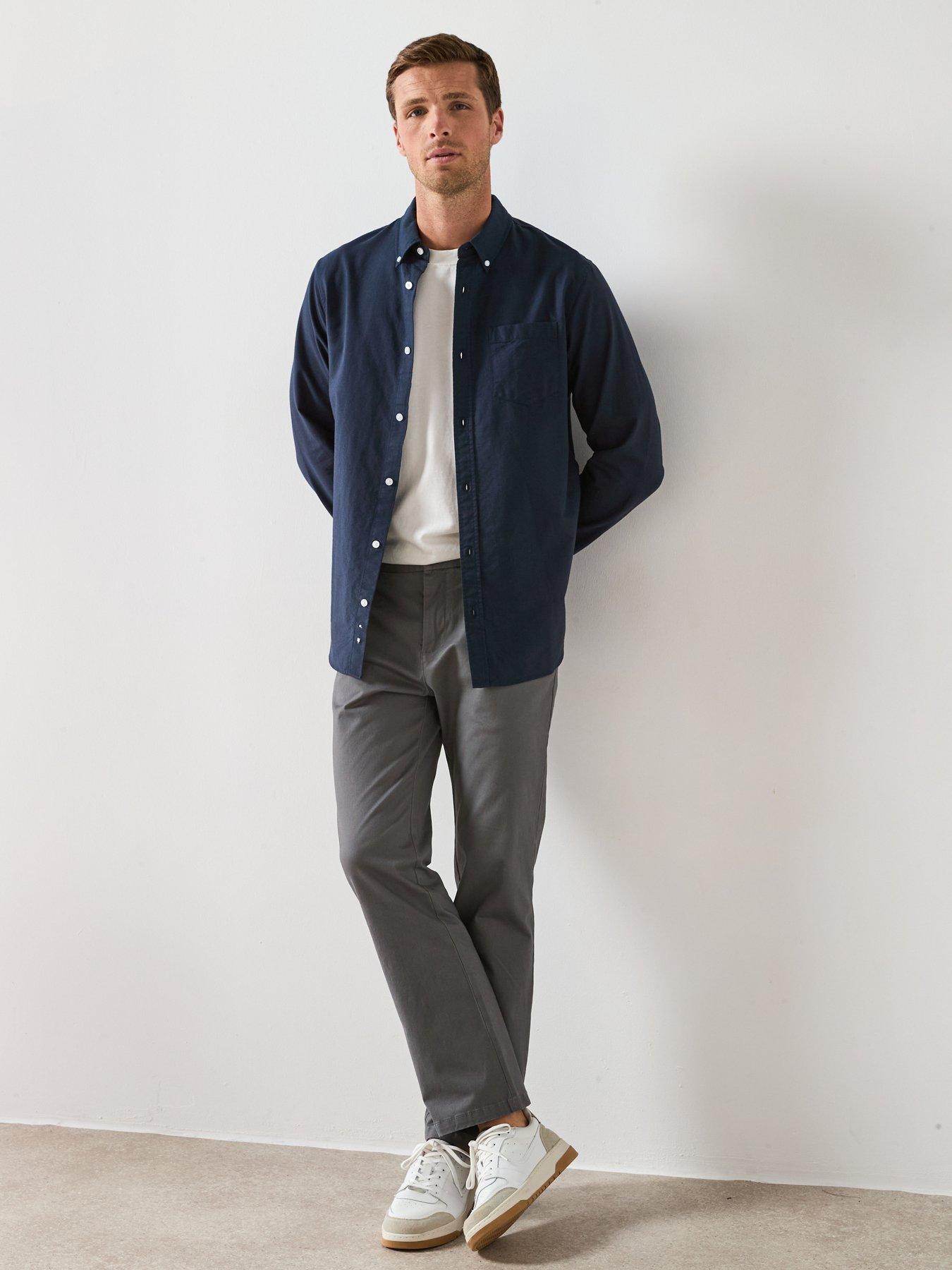 Image 3 of 6 of The Very Collection Long Sleeve Button Down Oxford Shirt - Navy