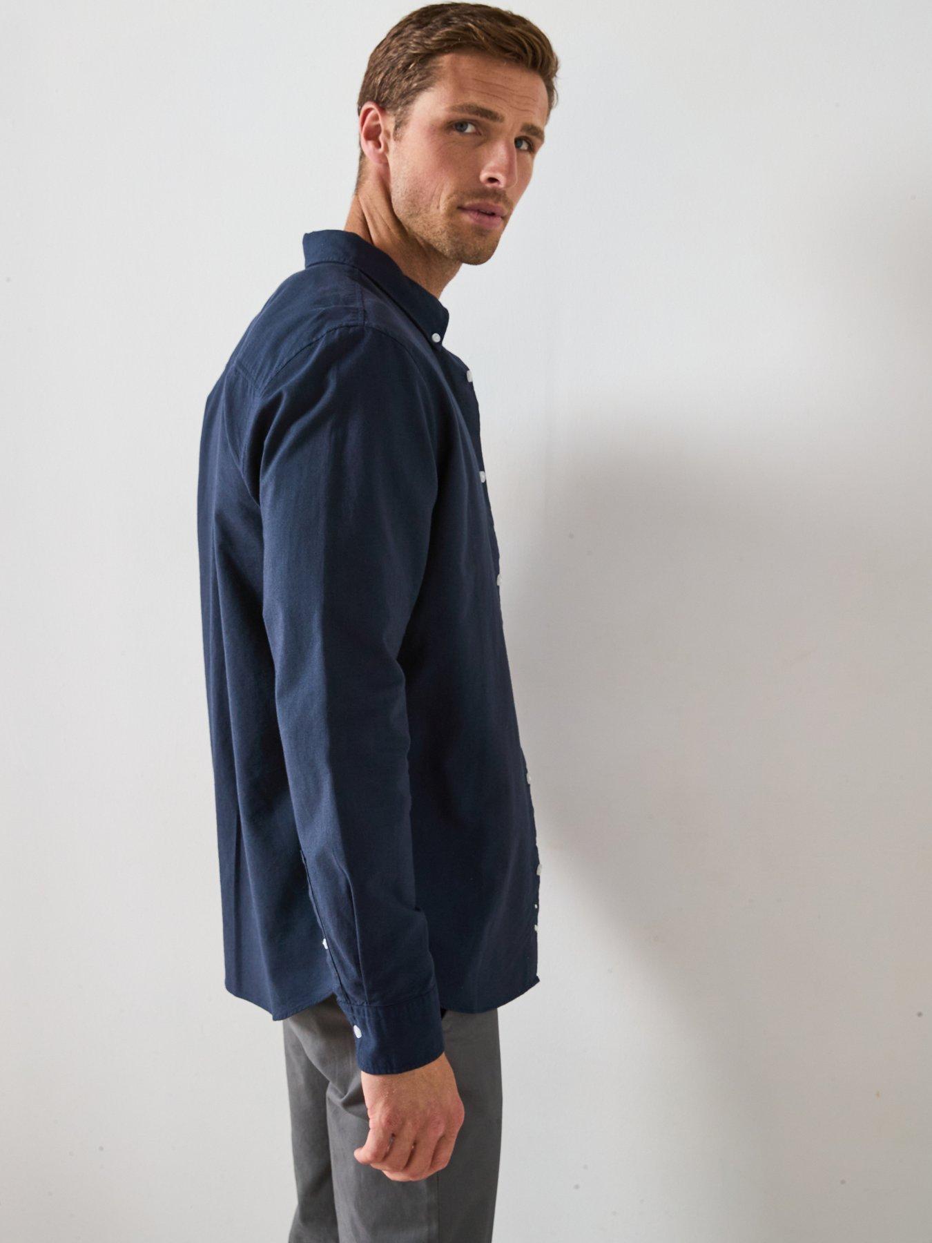 Image 5 of 6 of The Very Collection Long Sleeve Button Down Oxford Shirt - Navy