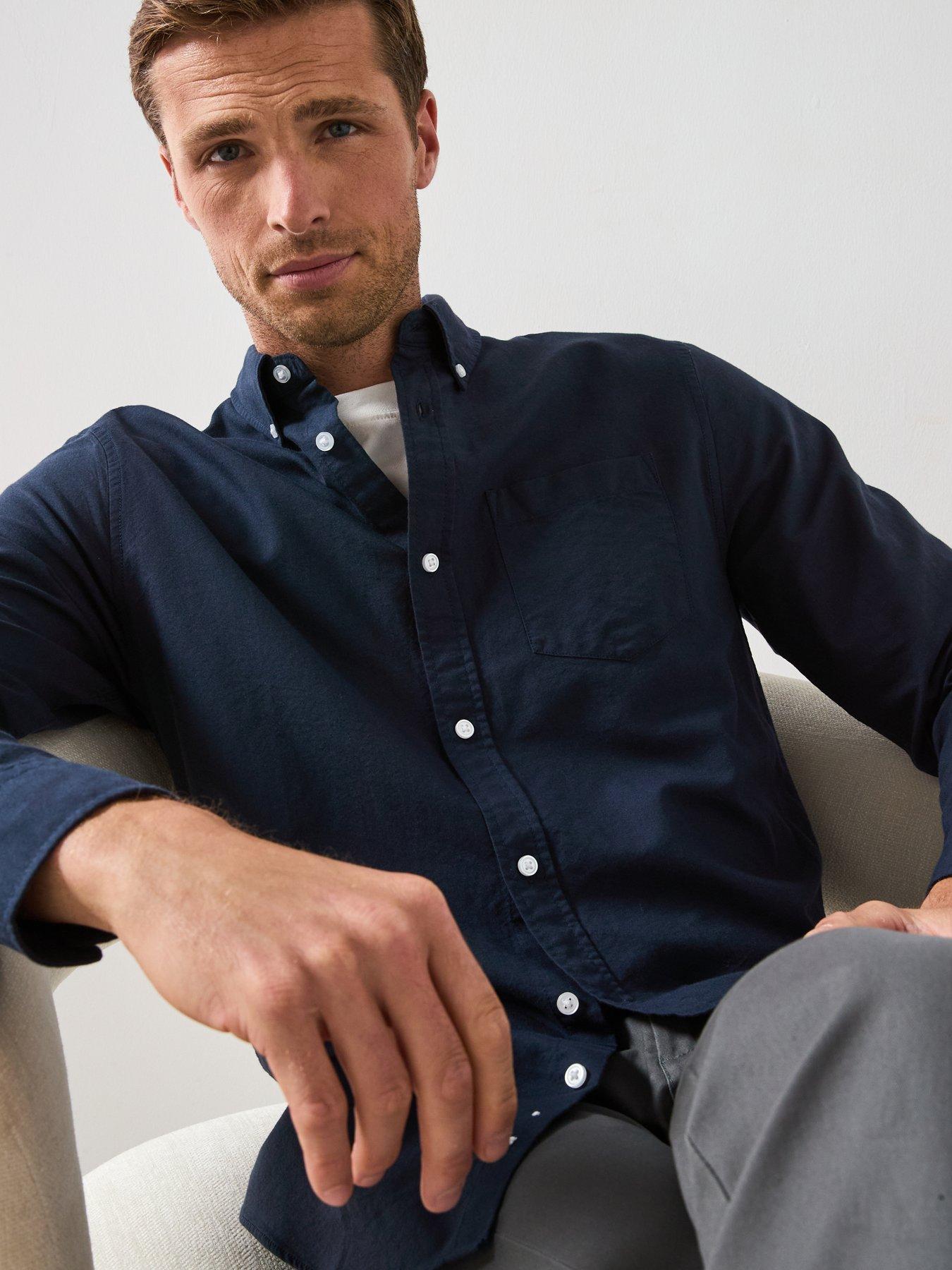 Image 6 of 6 of The Very Collection Long Sleeve Button Down Oxford Shirt - Navy