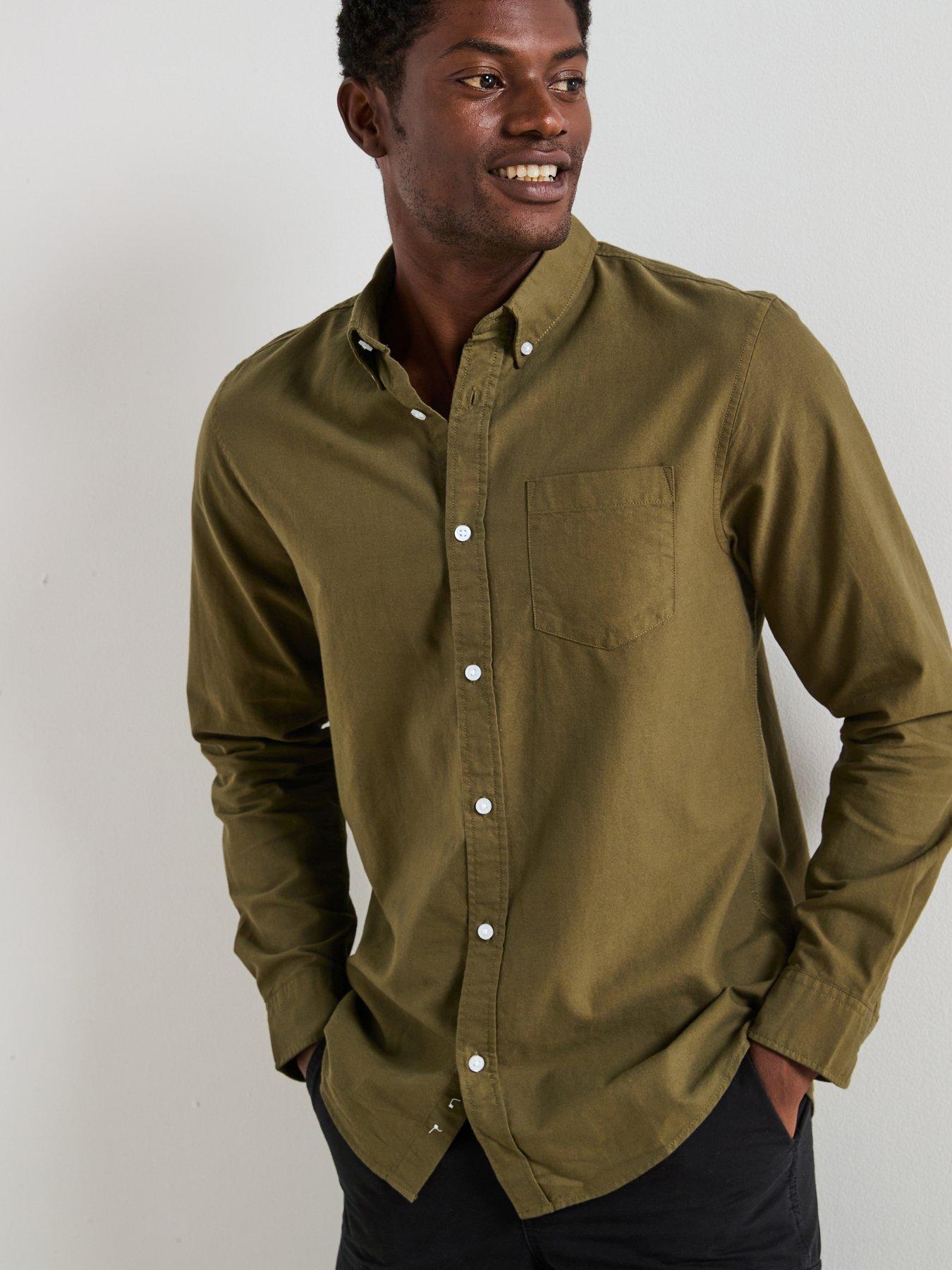 Very Man Long Sleeve Button Down Oxford Shirt - Khaki