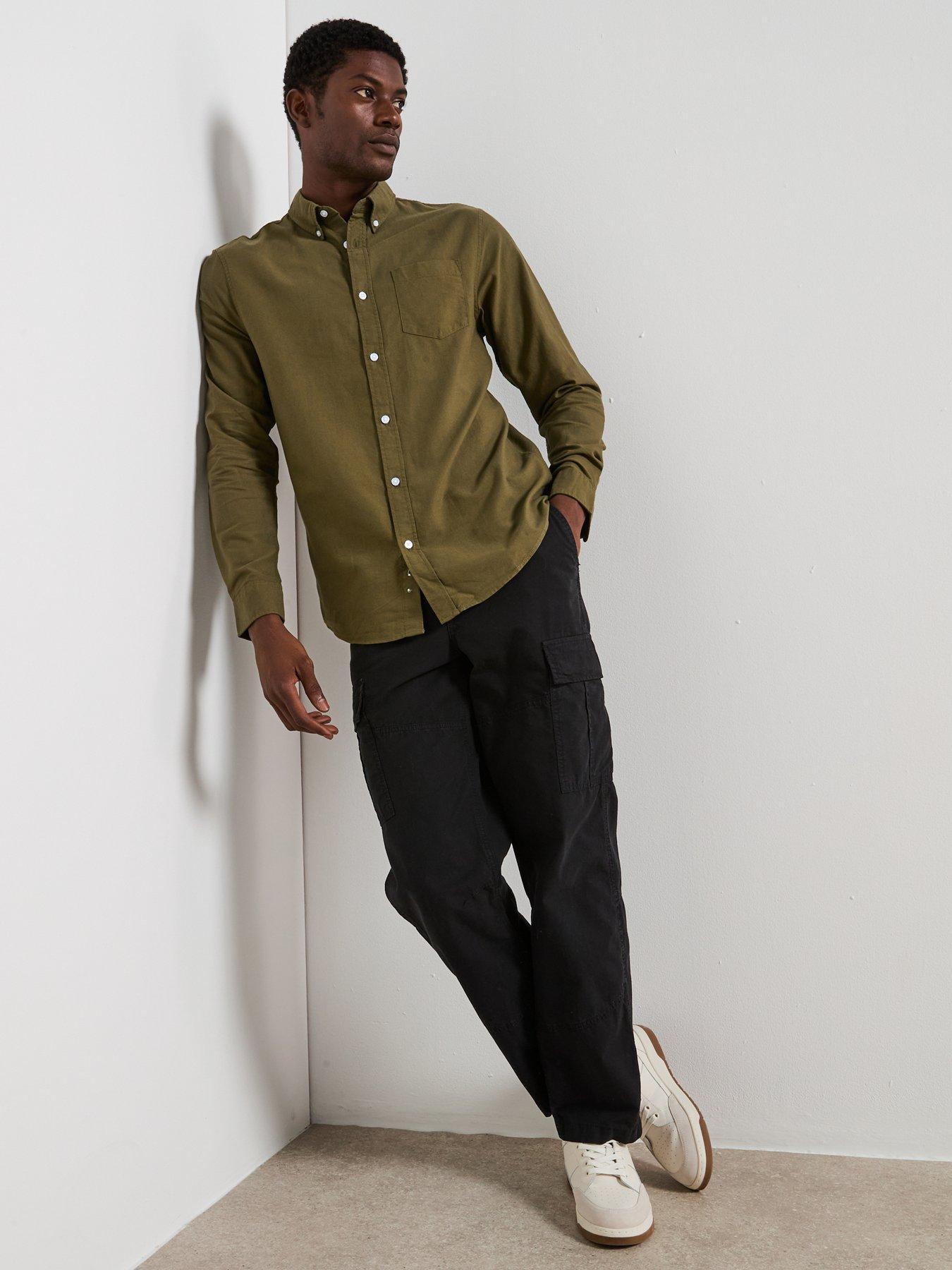  image of very-man-long-sleeve-button-down-oxford-shirt-khaki